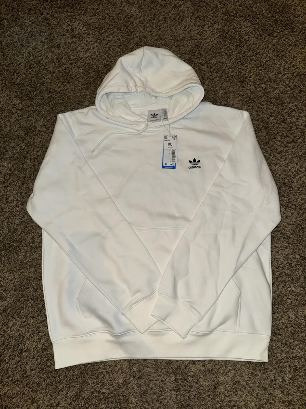 NEW adidas men Trefoil Essentials Hoodie Size XL White - NWT