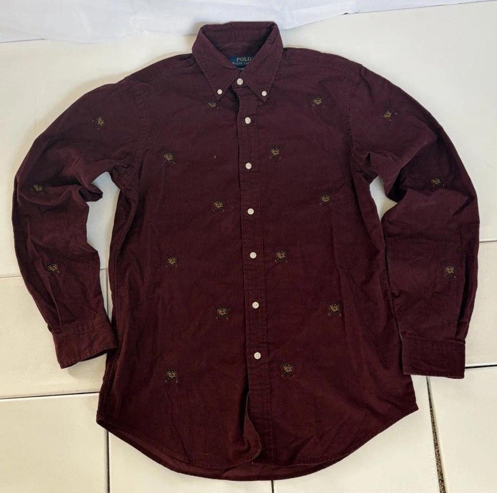 NWOT POLO RALPH LAUREN Classic Fit Embroidered Corduroy Shirt W/ Fox Head Small
