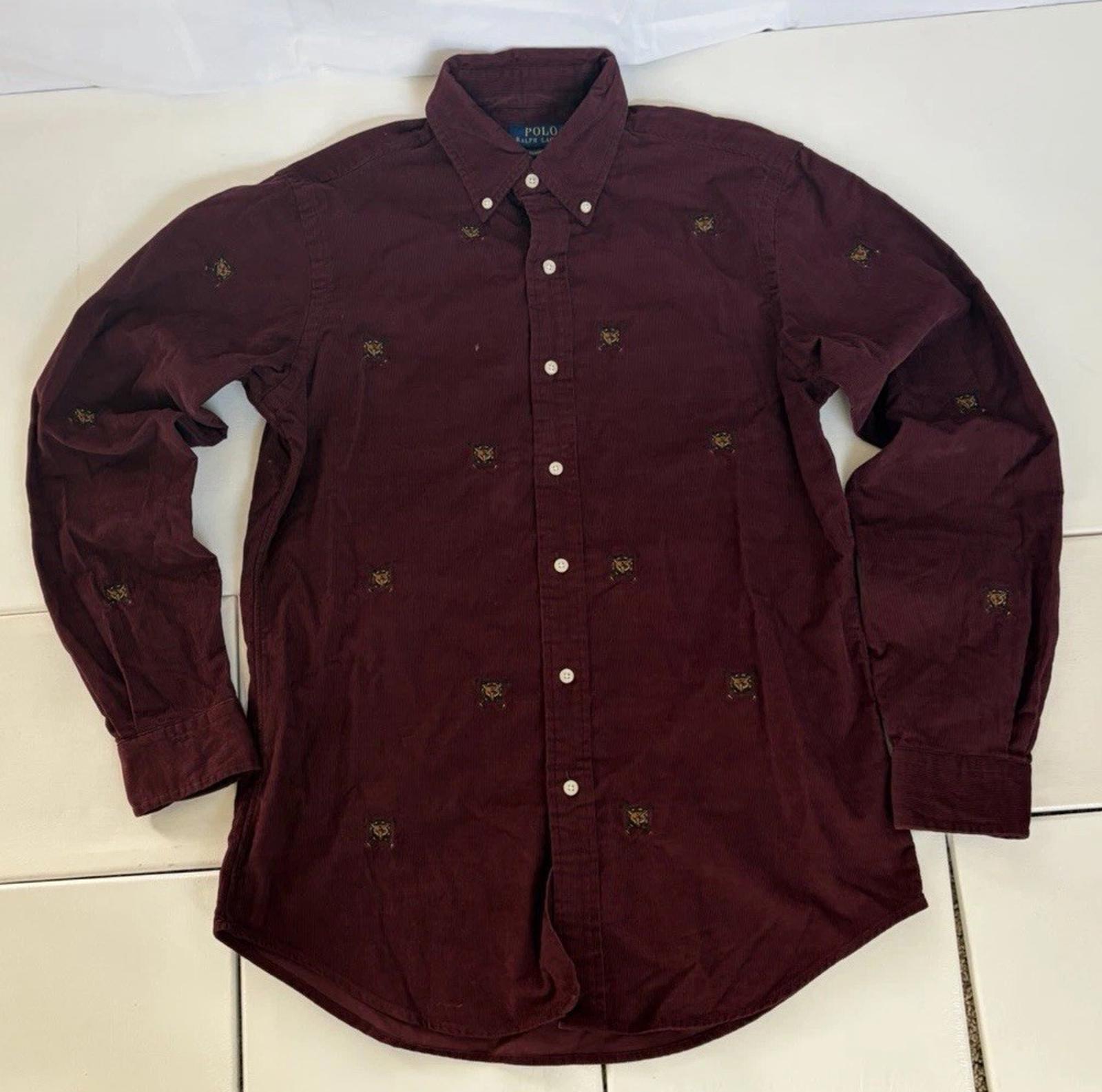 NWOT POLO RALPH LAUREN Classic Fit Embroidered Corduroy Shirt W/ Fox Head Small
