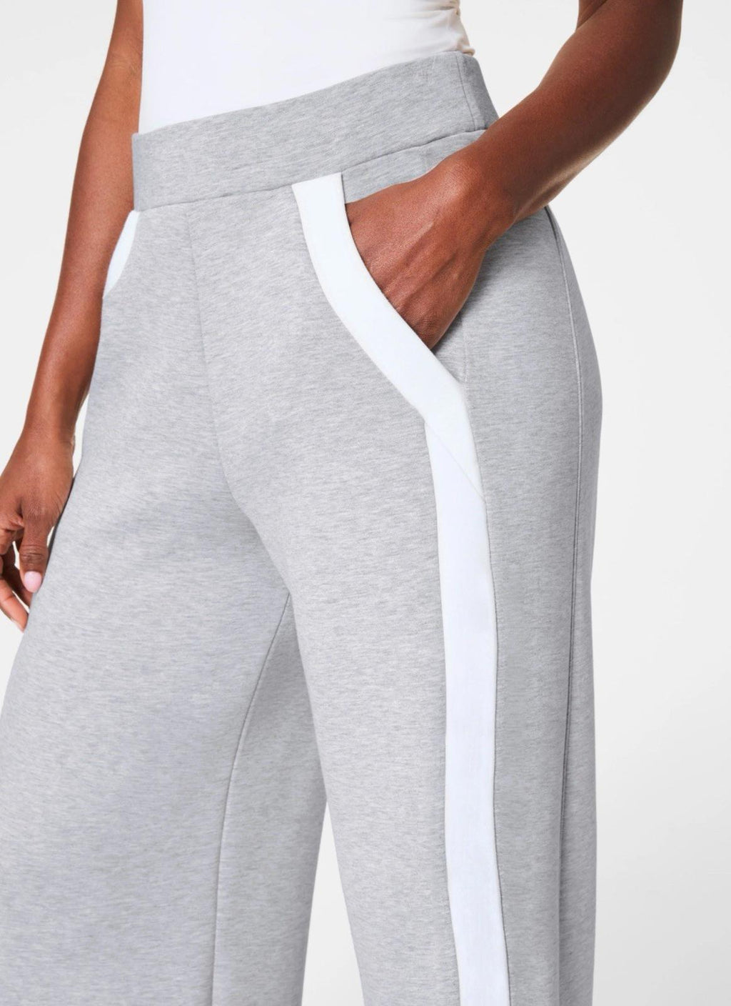 Spanx Womens Track Pants AirEssentials Striped Wide Leg Gray Size LG NEW
