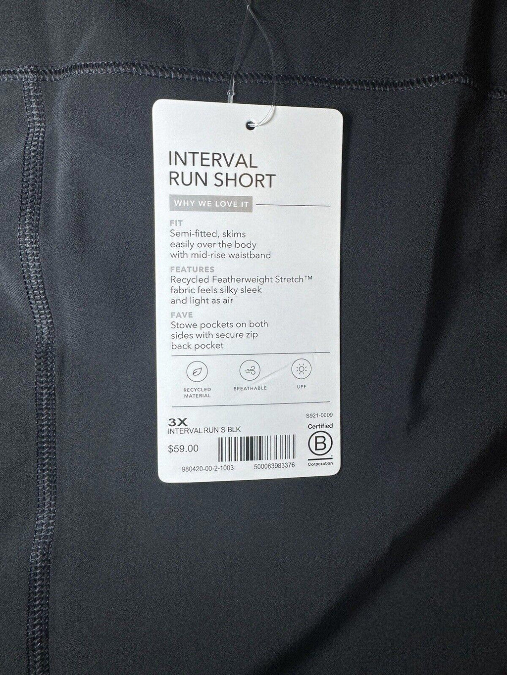 Athleta Interval Run Short-Black-Size 3X-NWT