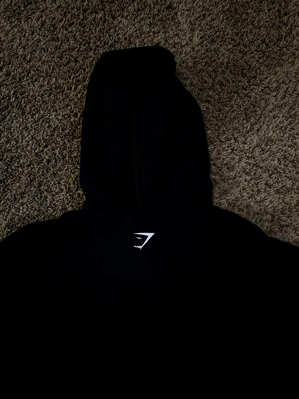 G308 GYMSHARK Strength Department Graphic Oversized Hoodie Black Womens Size XS