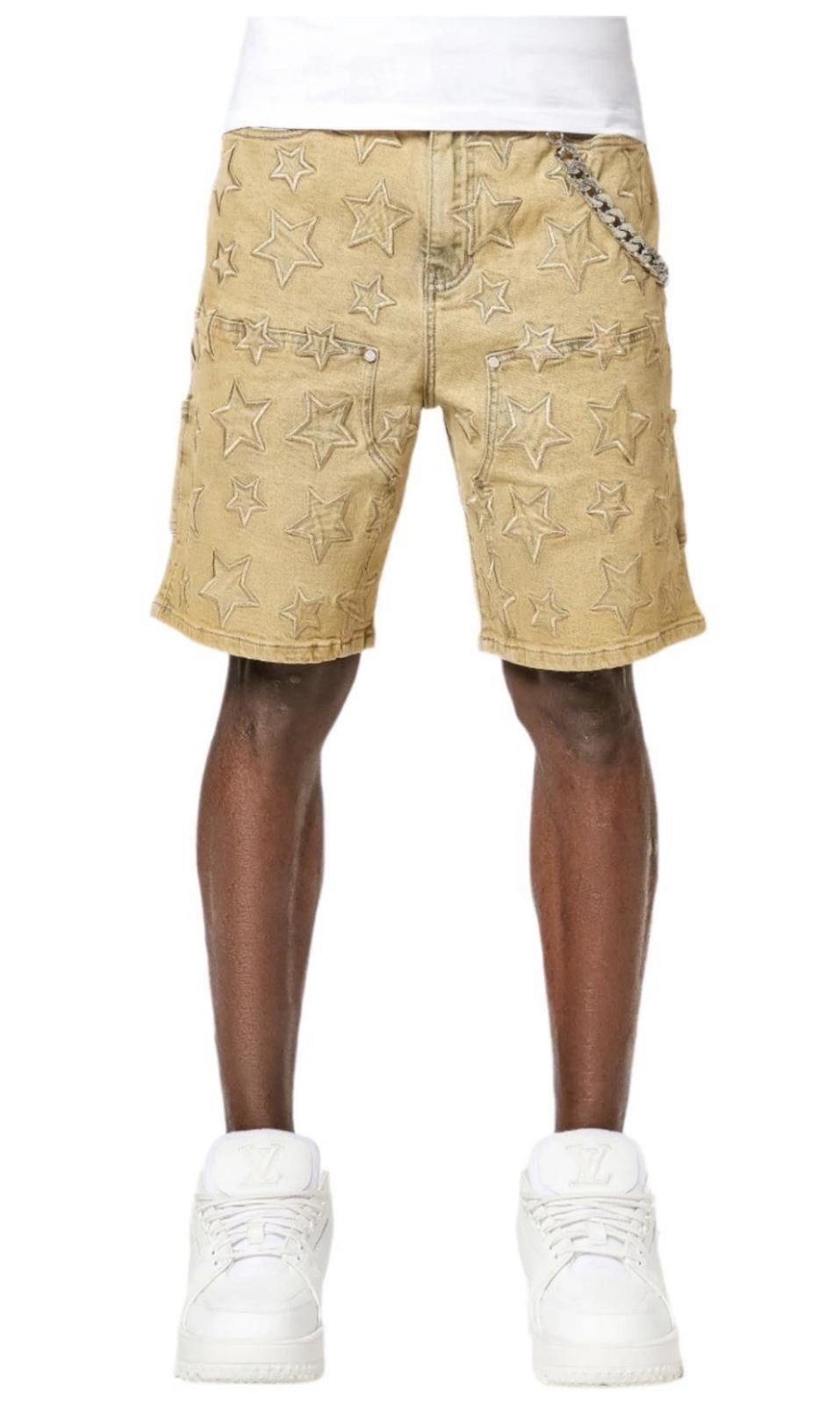 NEW! GUAPI 489OBSDS GUAPI STAR SHORTS NWT Size 38 Muted Yellow Sold out online