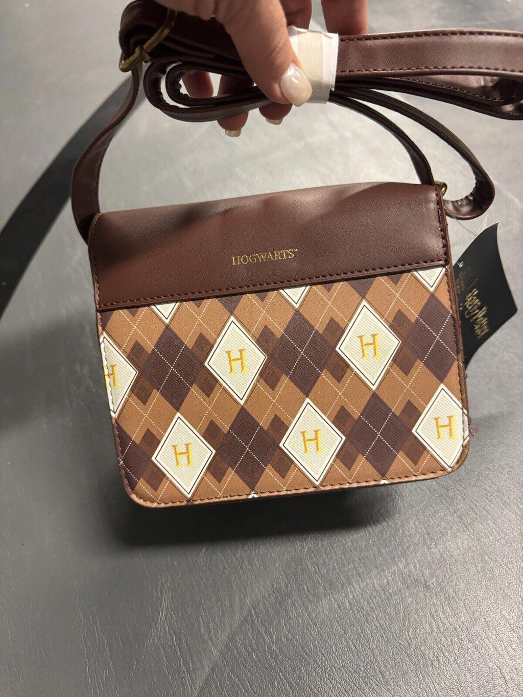 Harry Potter Bag Purse Hogwarts Crest Argyle Faux Leather
