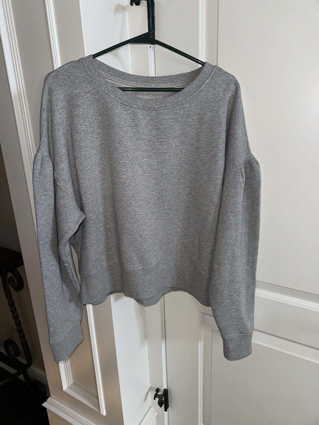 UGG Women Tenley CrewNeck Shirred Sleeve SweatShirt Gray XL