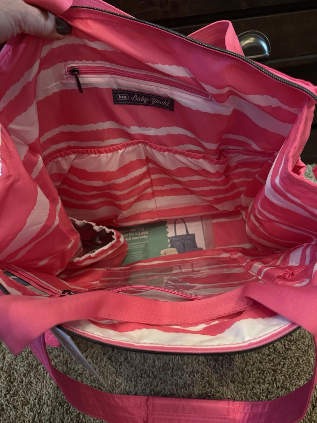 NEW Lug Baby Yacht Carry-All  Zip Top Tote Travel Work Diaper Magenta Pink NWT