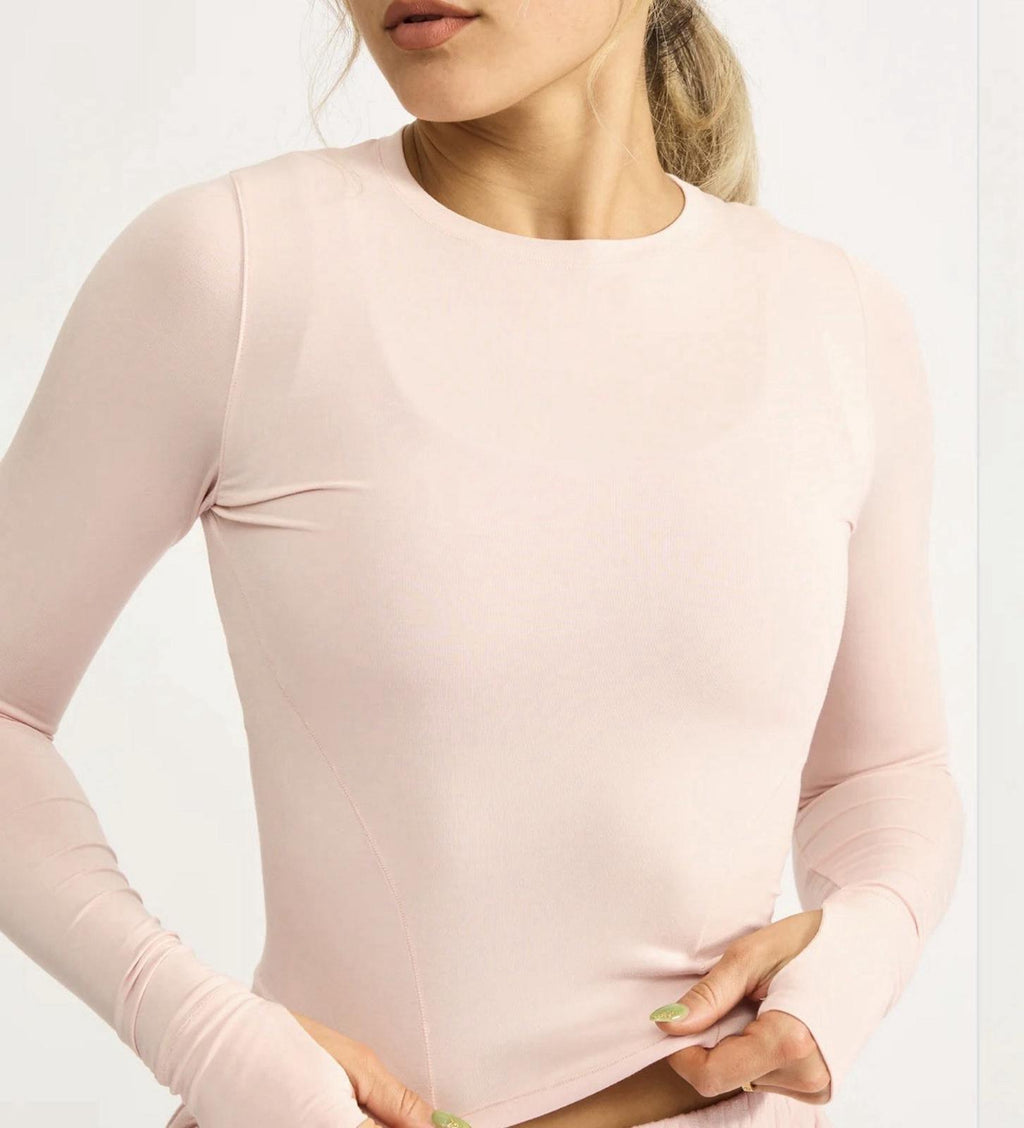 NEW Buffbunny Women's HALO LONG SLEEVE BABY TEE In Pink LOVE STORY NWT SMALL