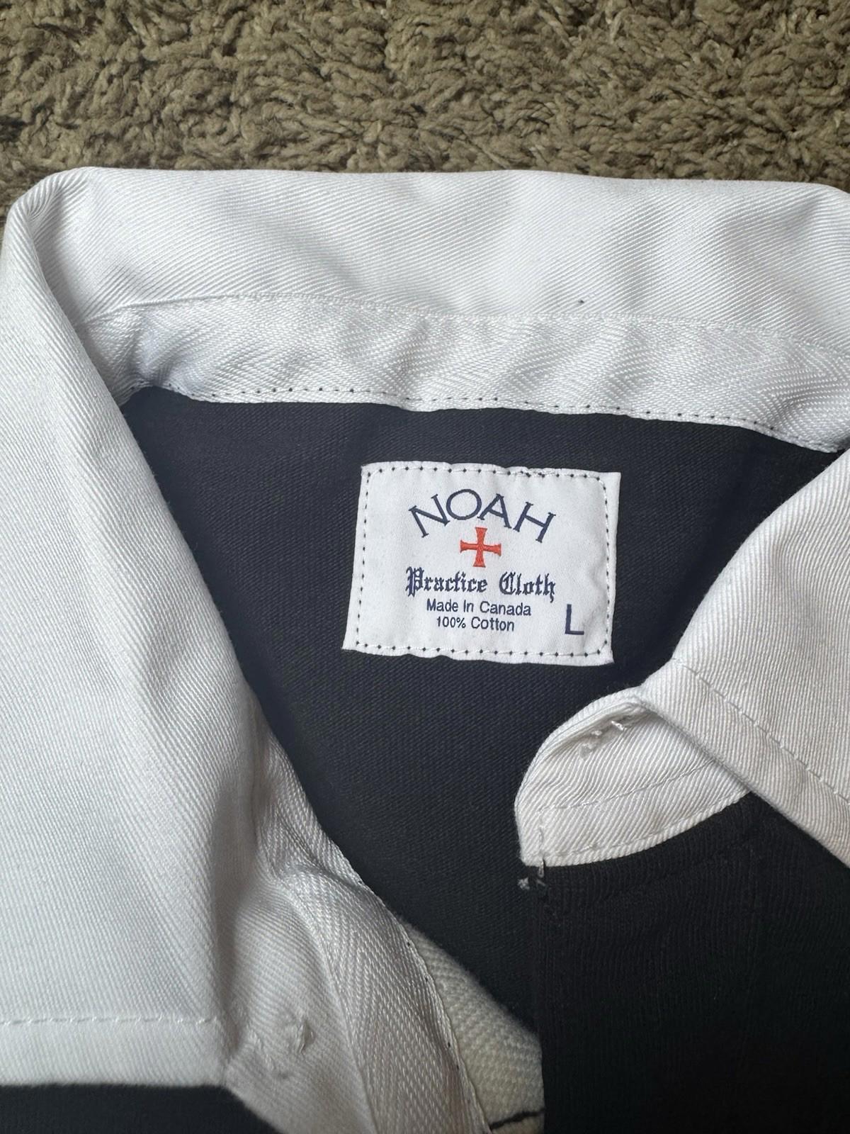Noah NY Mens Practice Cloth Rugby Shirt LARGE Striped White Collar Logo