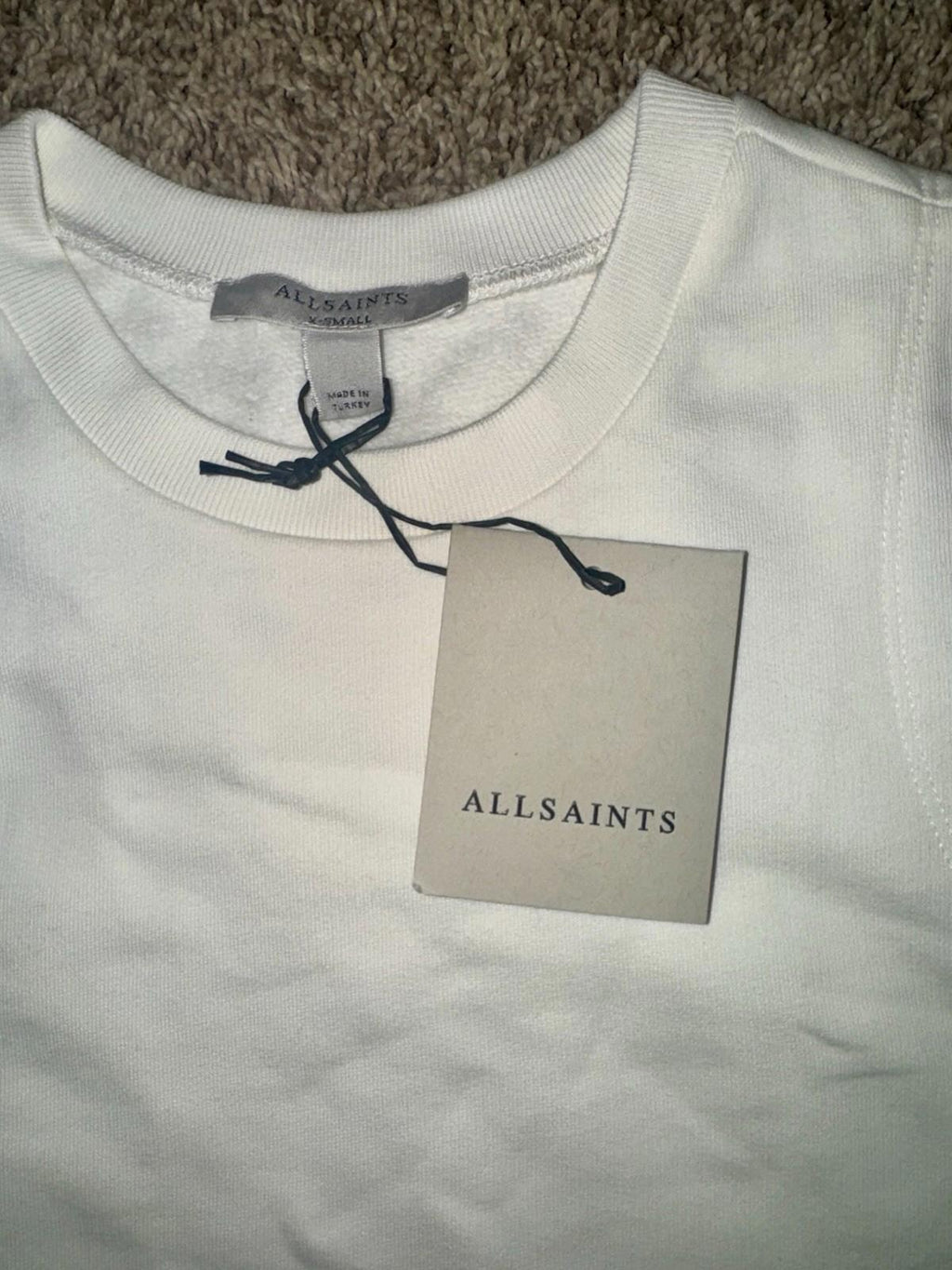 NEW All Saints Womens Ewelina Lila Sweatshirt Crop Chalk White Sleeveless Top LG