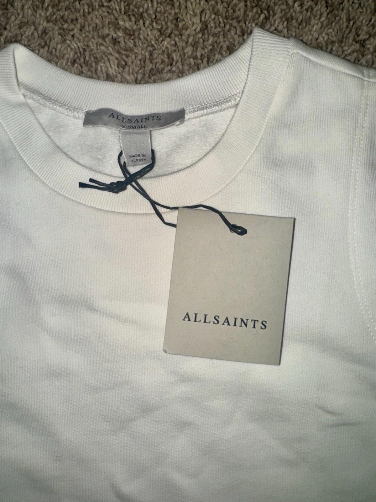 NEW All Saints Womens Ewelina Lila Sweatshirt Crop Chalk White Sleeveless Top LG