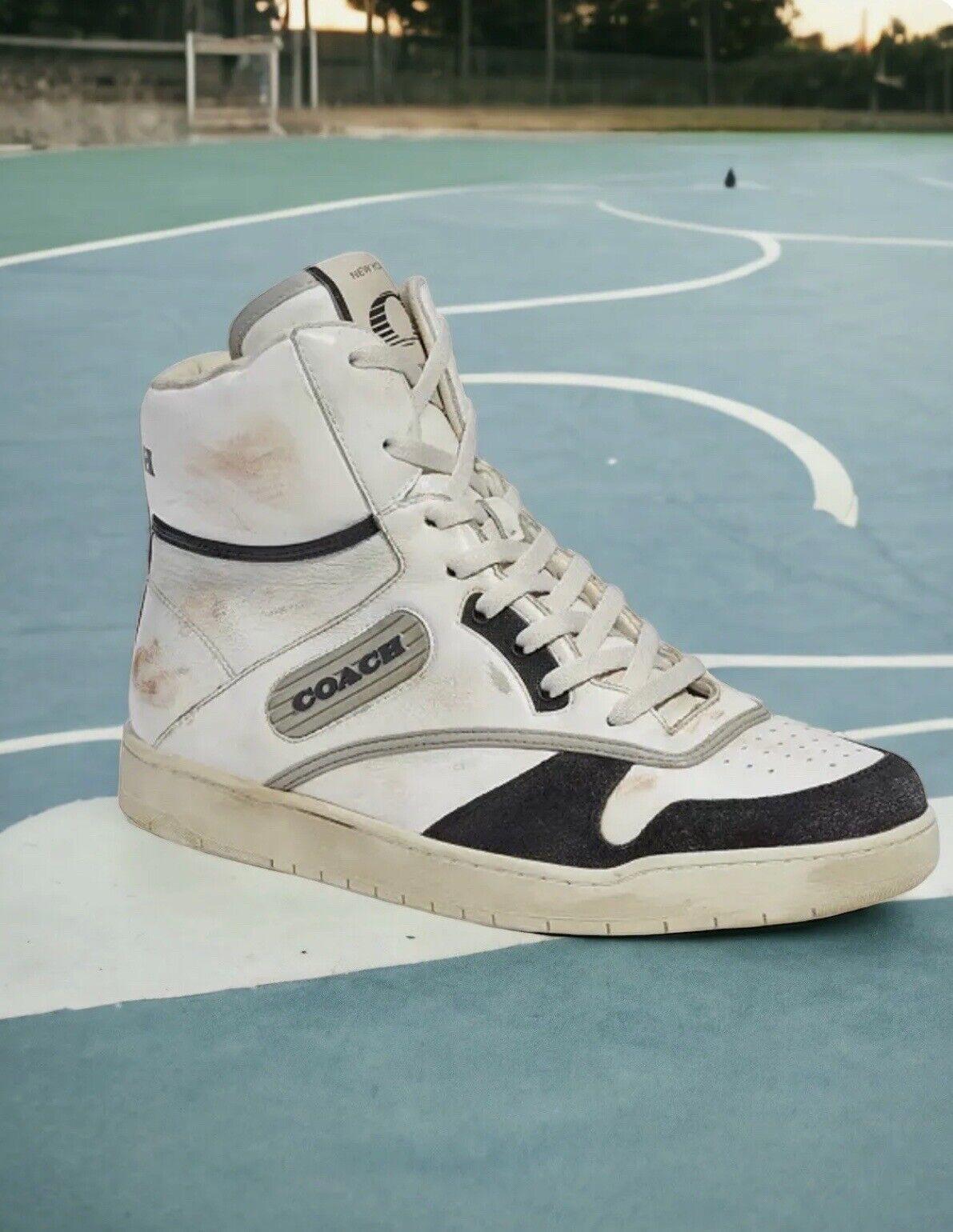 New COACH Men’s DISTRESSED High Top Sneaker Size 7.5 RARE!