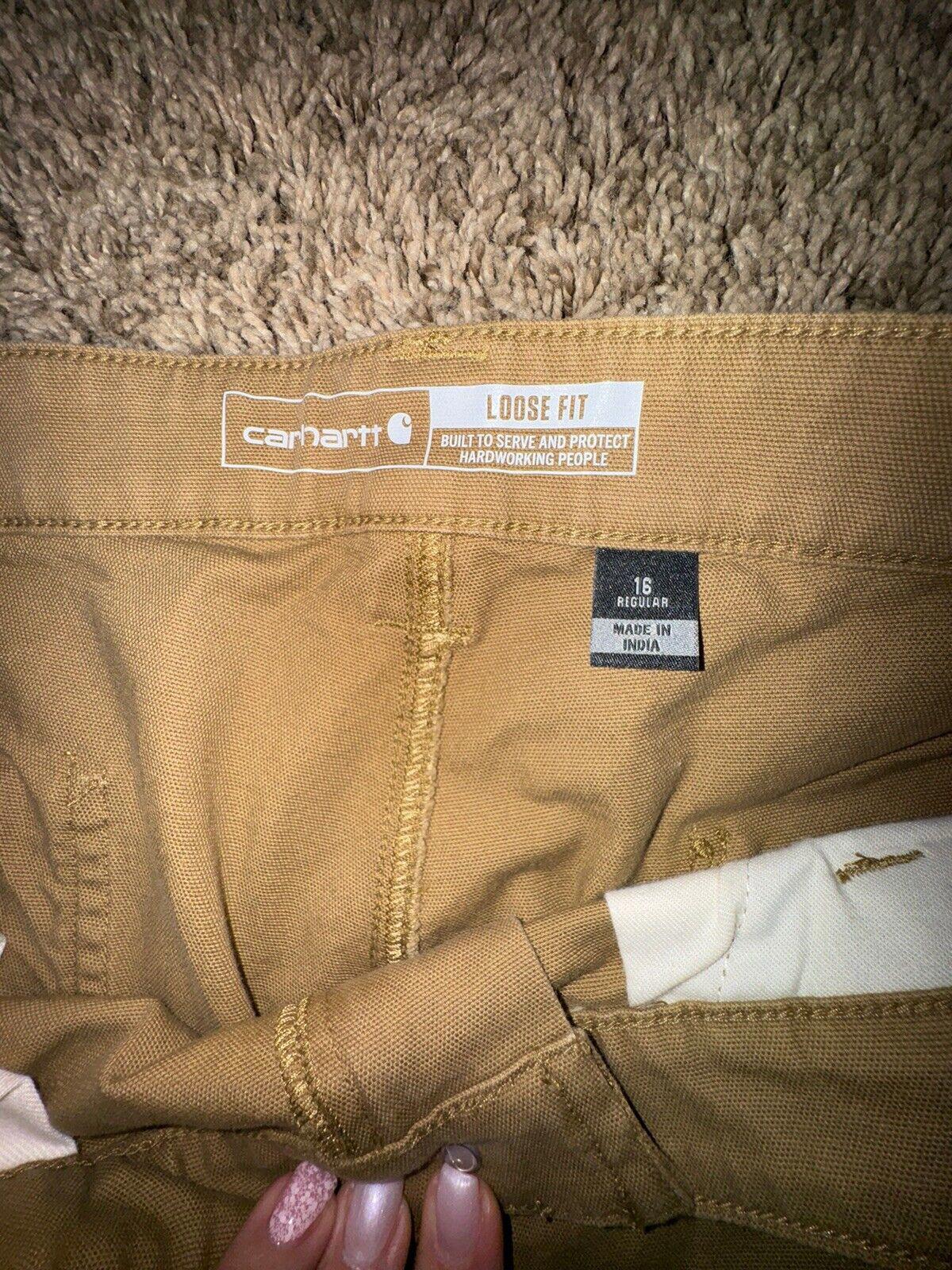 Carhartt Women Rugged Loose Fit Canvas Pant Khaki 16 Reg