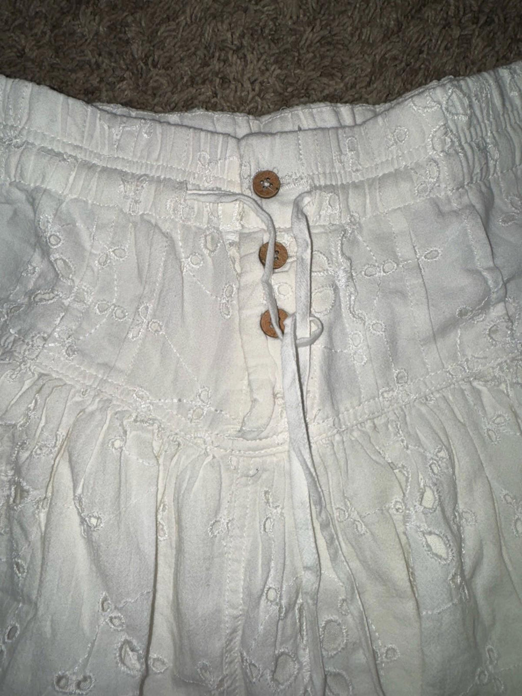 Free People Roselle Eyelet Mini Skirt in Ivory Size XS NWT