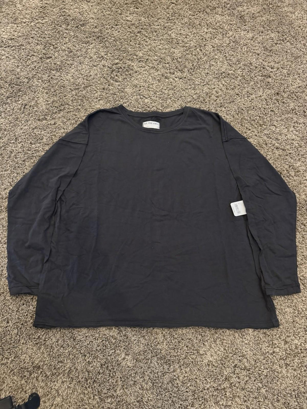 We The Free Womens MED Washed Black Free People Be My Baby Long Sleeve Tee NEW