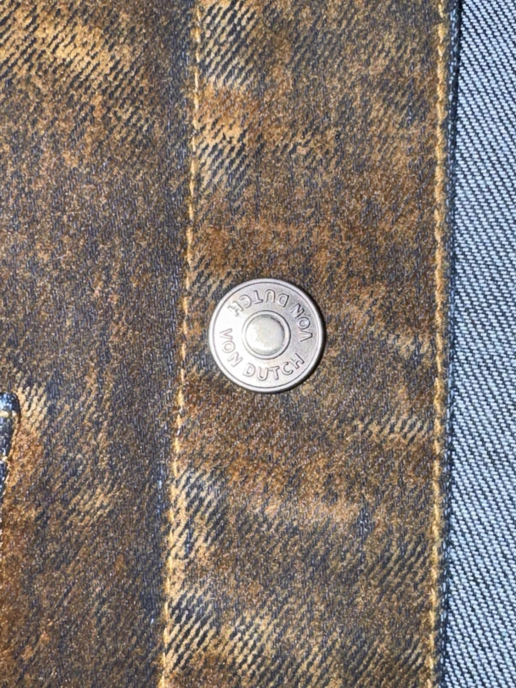 NEW Von Dutch Originals brown flocked chore denim jacket Medium NWT