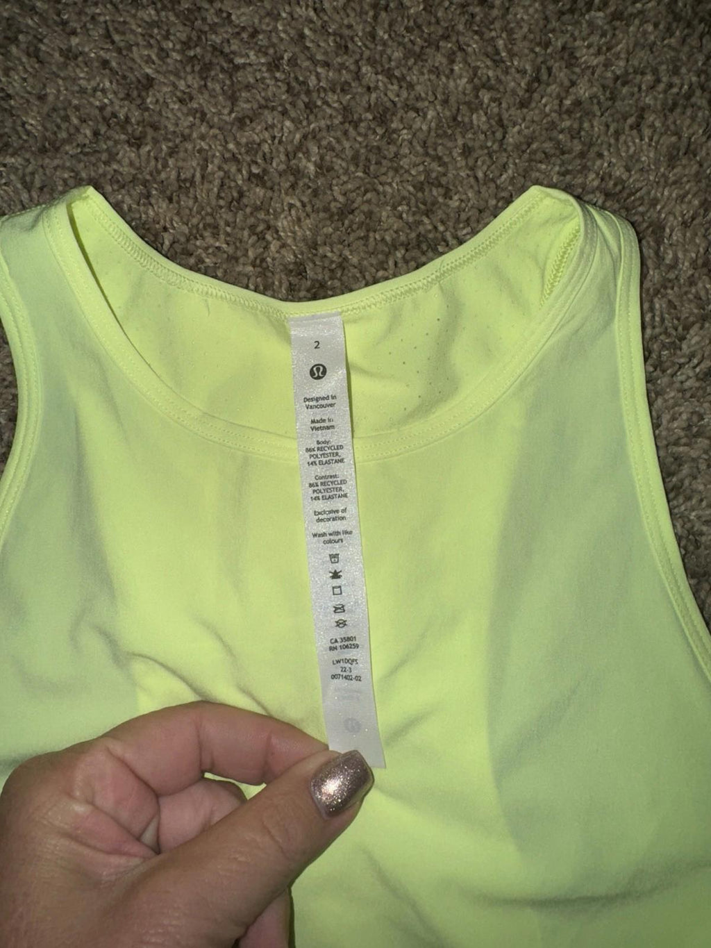 Lululemon Swift Ventilated Racerback running tank neon yellow. Size 2. NWT.
