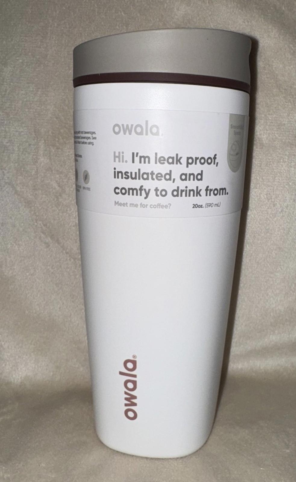 NEW Owala SmoothSip Slider Insulated Stainless Steel White Coffee Tumbler 20 oz