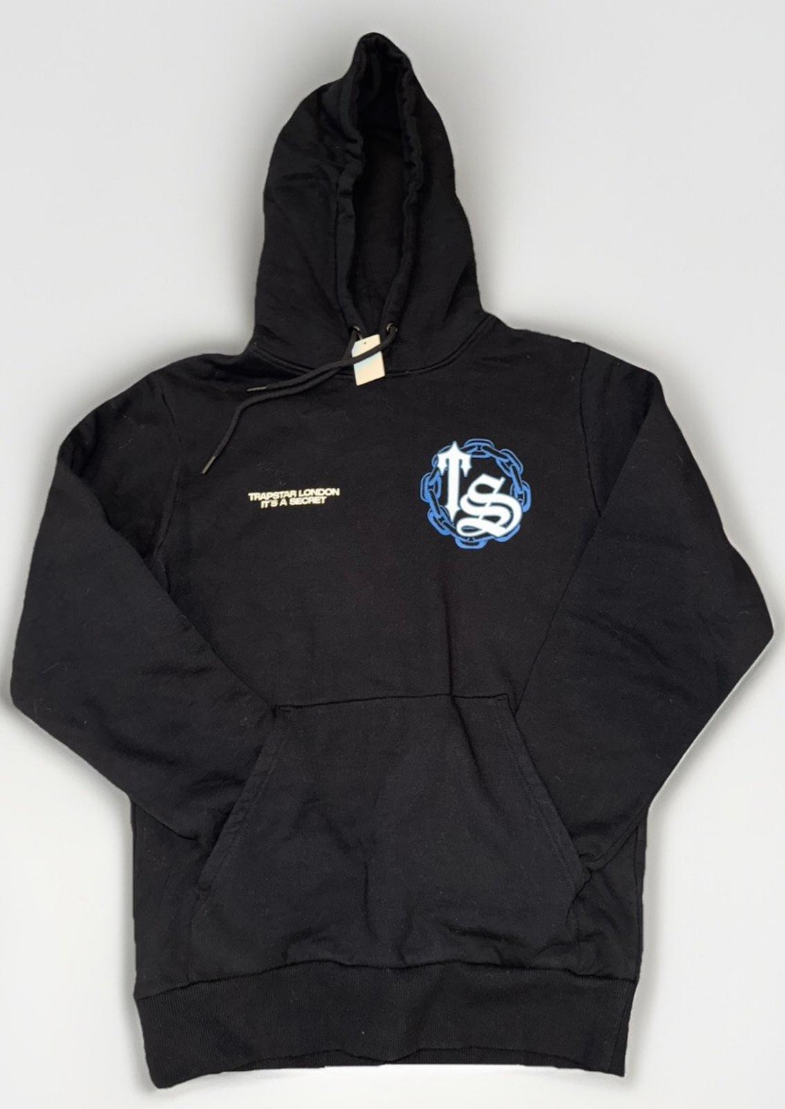 Trapstar Chain Script Hoodie Black/ice Blue Men’s small NWOT