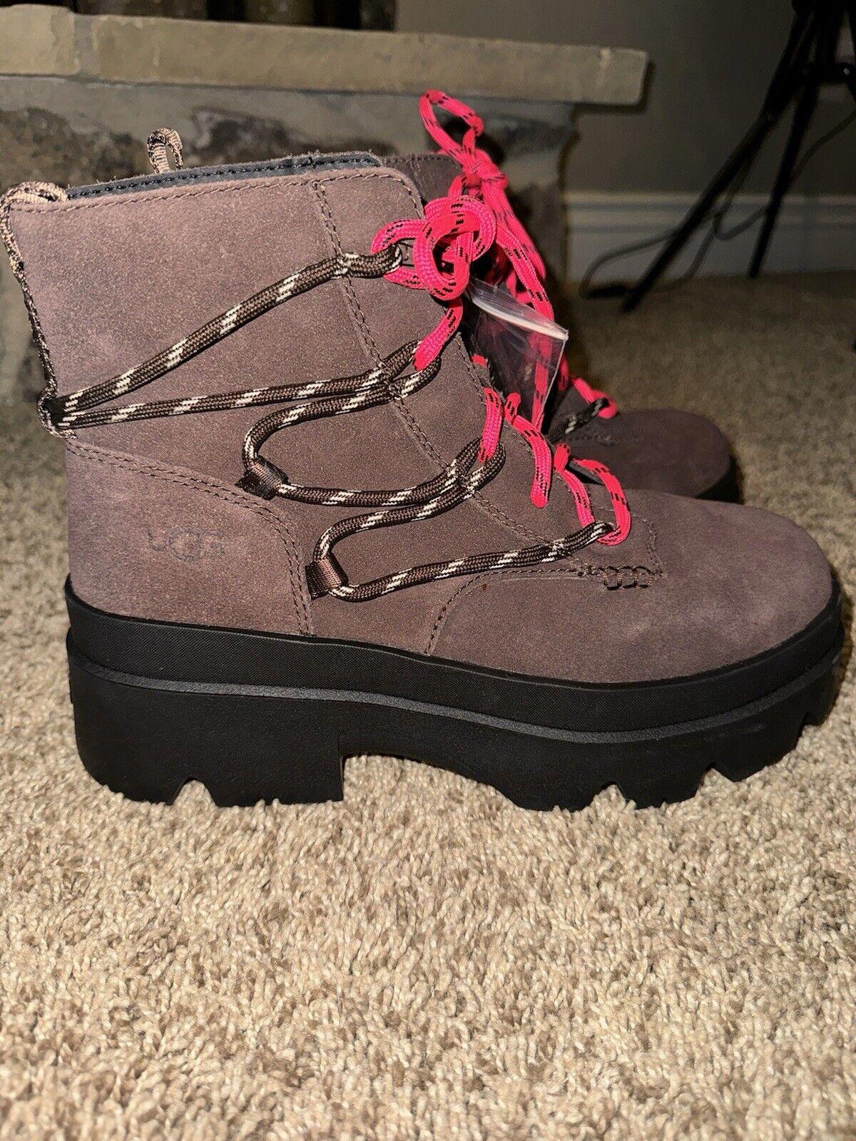 UGG BRISBANE LACE-UP SUEDE PLATFORM BOOTS SIZE 9.5