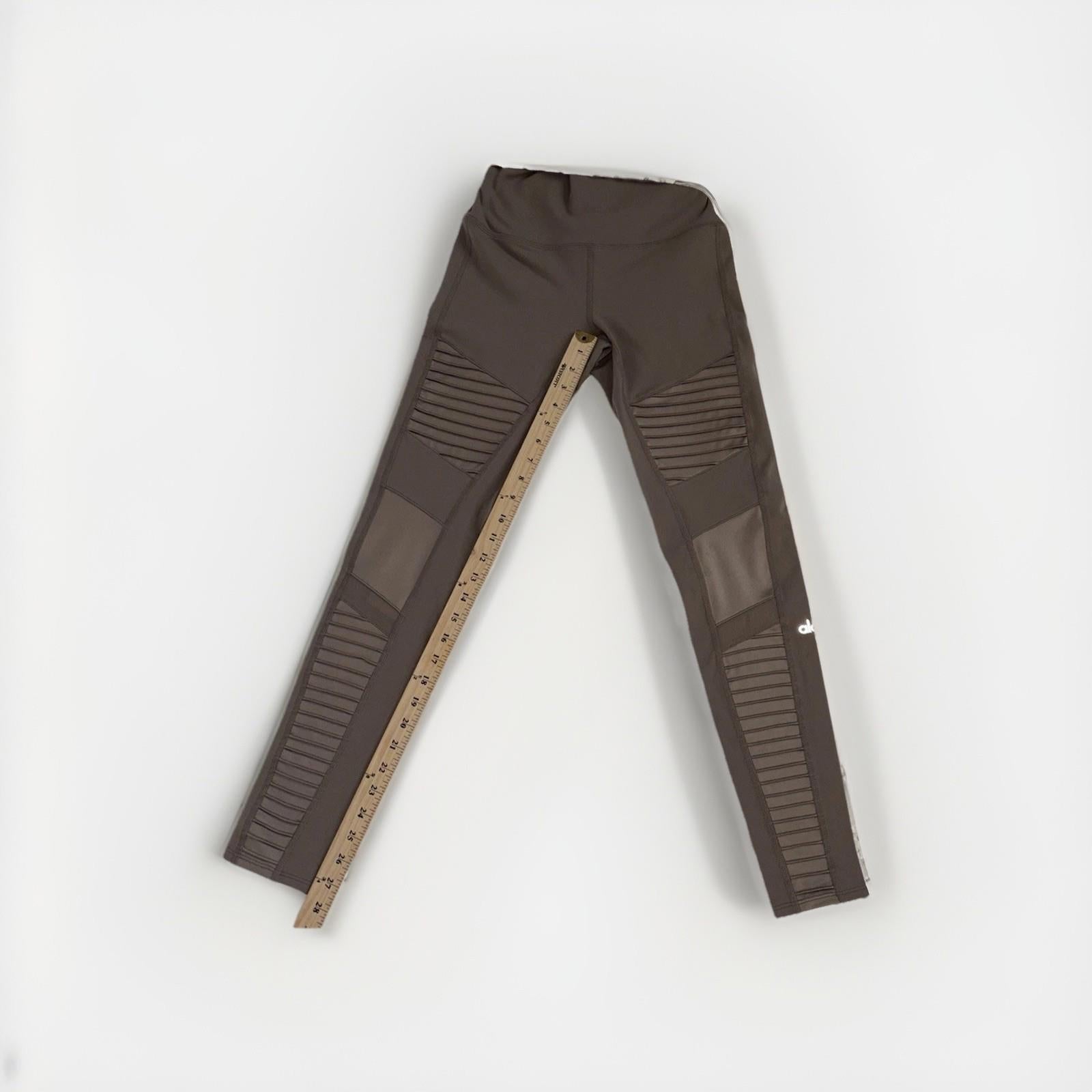 Alo Yoga Moto Leggings Womens XS Tan High Waist Ribbed Athleisure (see Desc.)