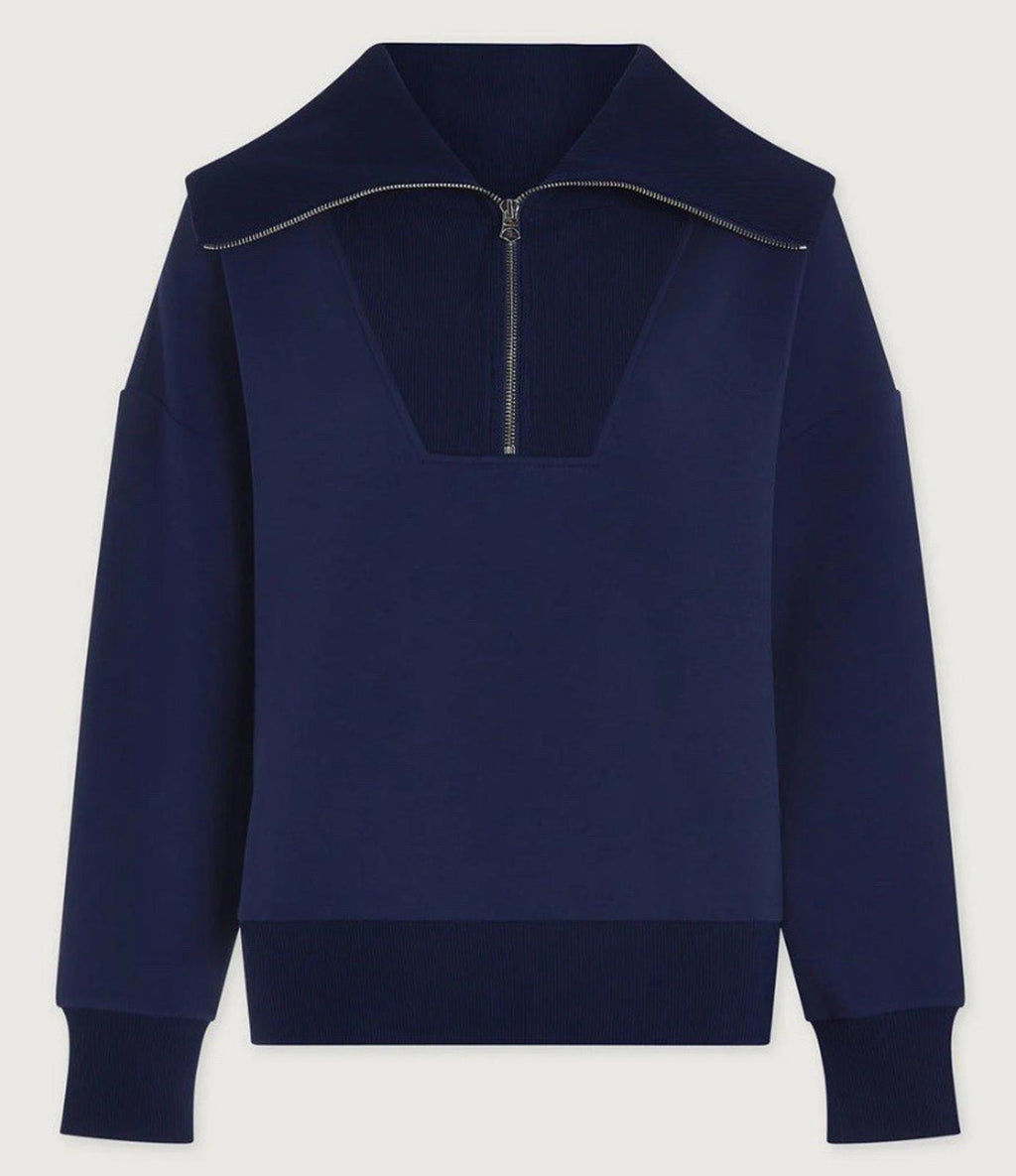 Varley Double Soft Catherine Half Zip Sweat Navy Large NWT $144