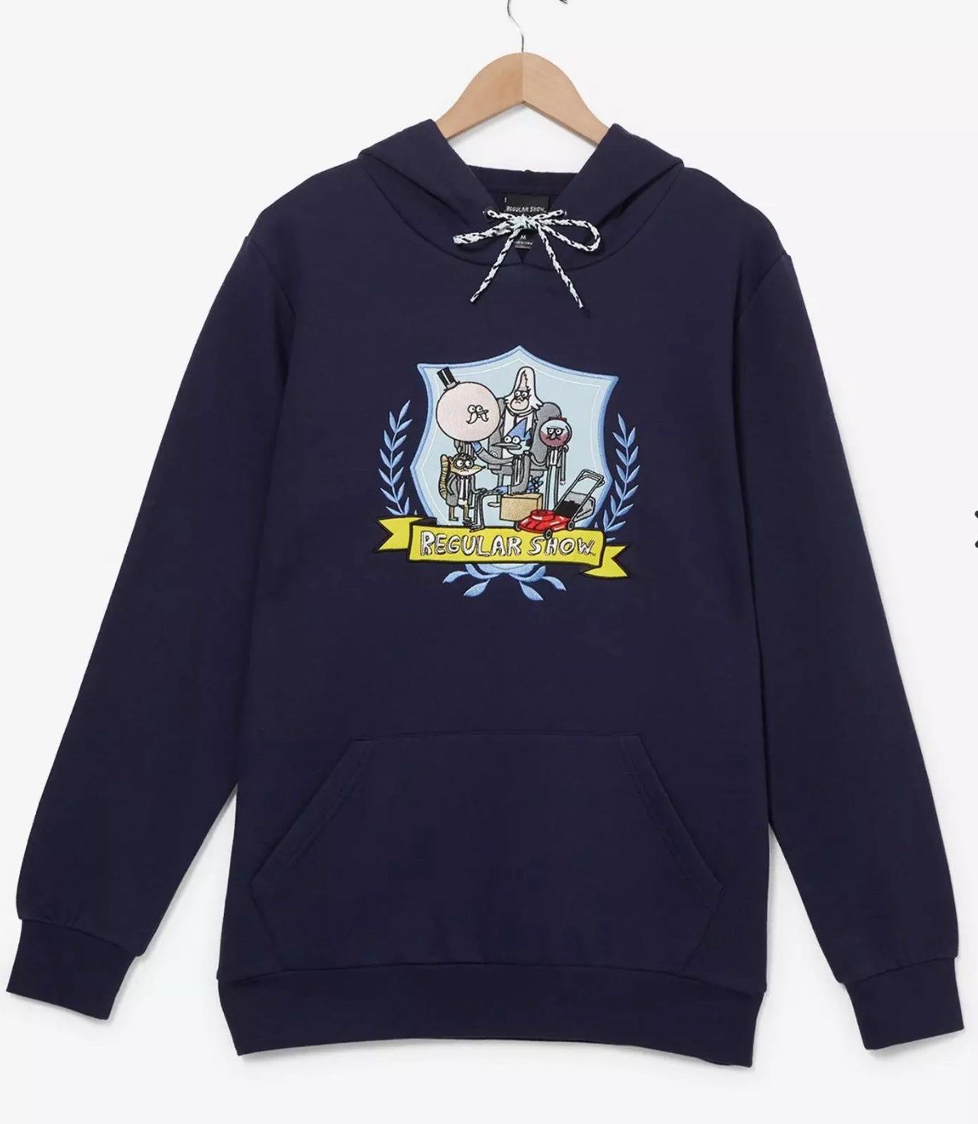 NEW! Regular Show Crest Embroidered Hoodie- BoxLunch Exclusive Med NWT