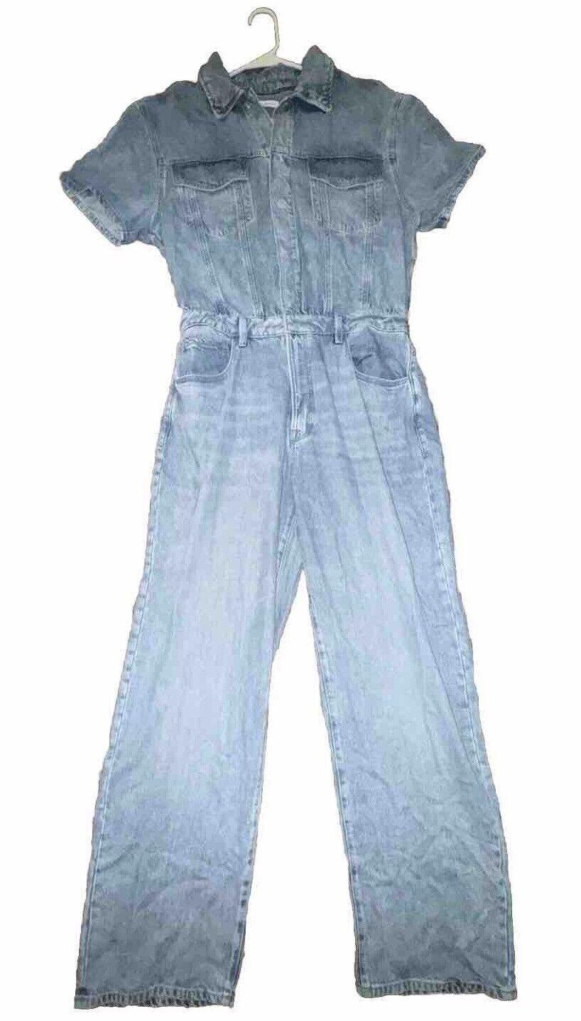Good American Women's Denim Zipper Jumpsuit Size 5/2XL NWT