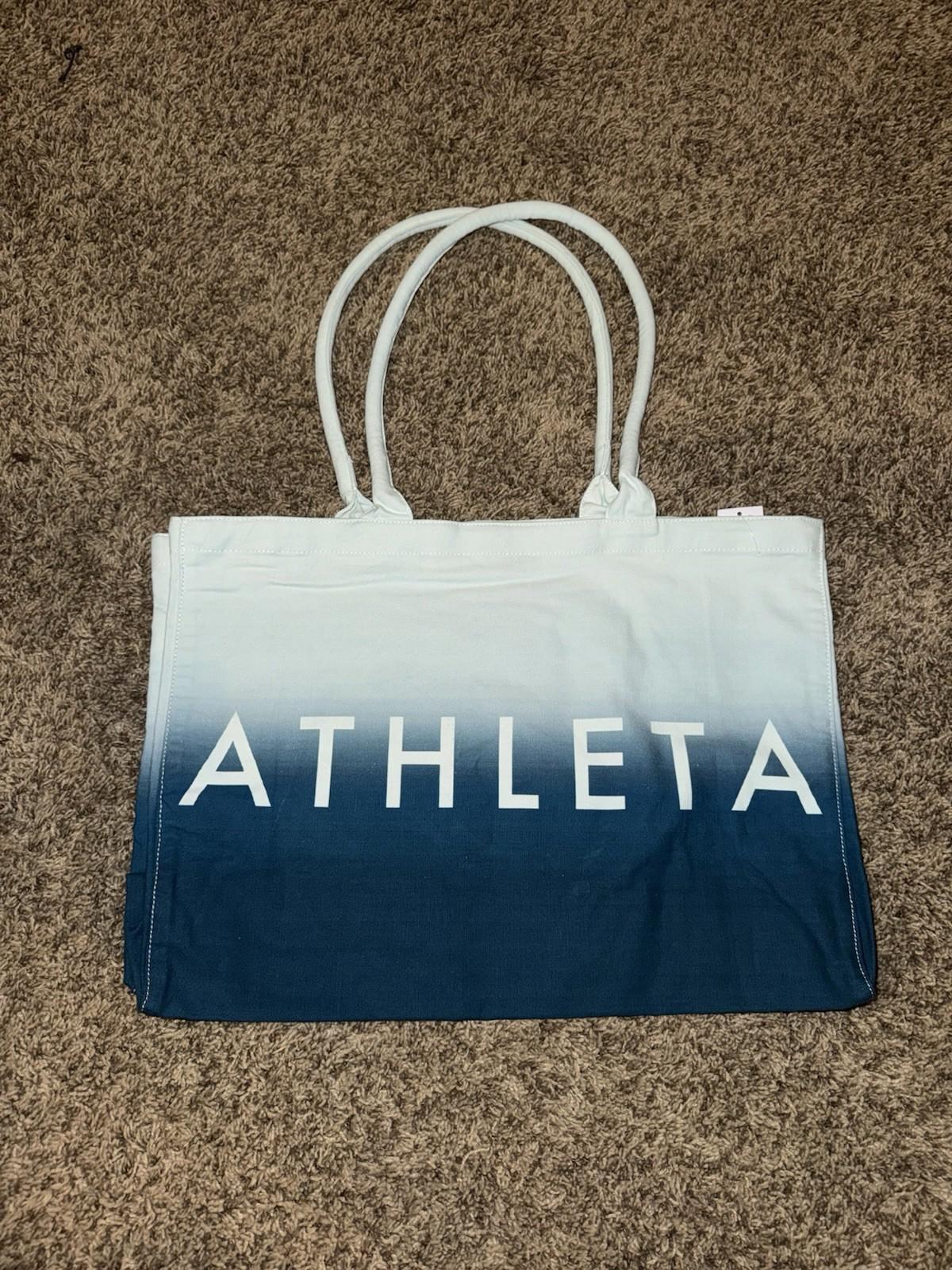 2024 Athleta Canvas Gym Bag Beach Shopping Tote Blue White Ombre XLarge Unused