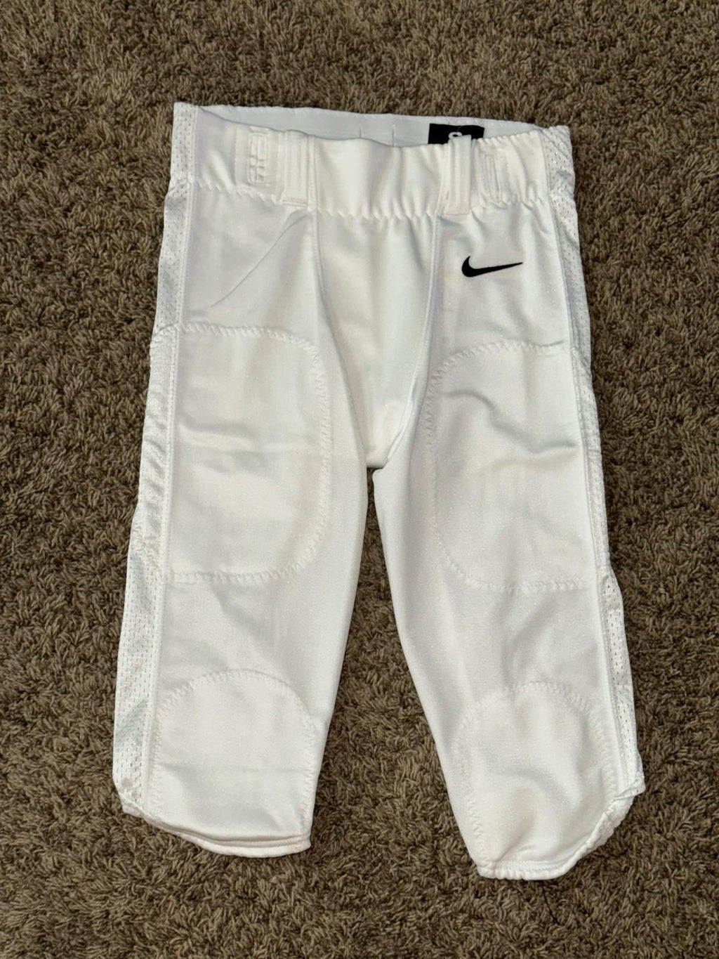 NEW $67 NIKE TEAM VAPOR VARSITY FOOTBALL 3/4 PANTS WHITE/BLACK 908728-100 SMALL
