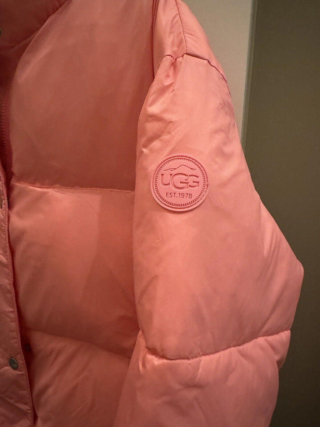 NWT UGG Women's Pink Vickie Puffer Jacket Zip Button Size XL