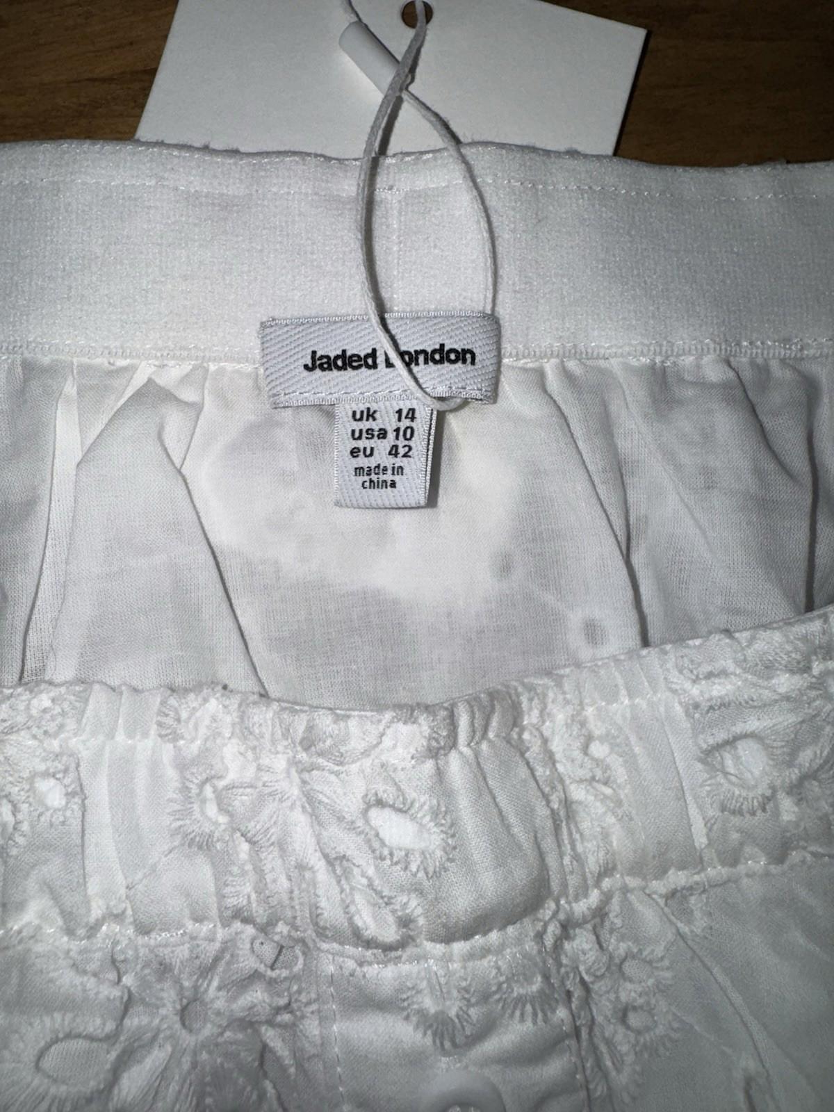 Jaded London White Broderie Puffball Skirt Sz 10 Miniskirt Eyelet MSRP $100 NEW
