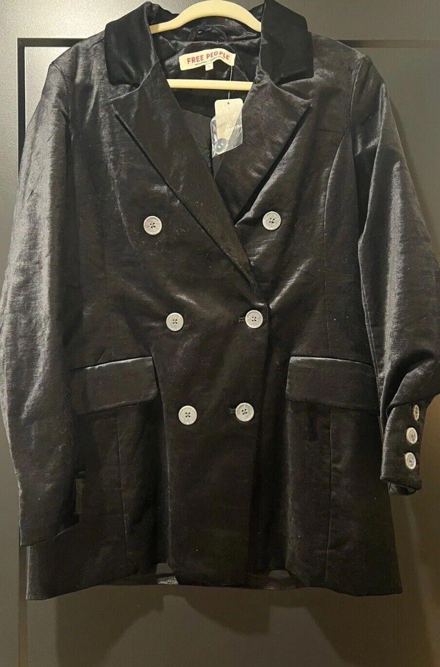 Free People Lux Velvet Cosmo Blazer Black Size S NWT