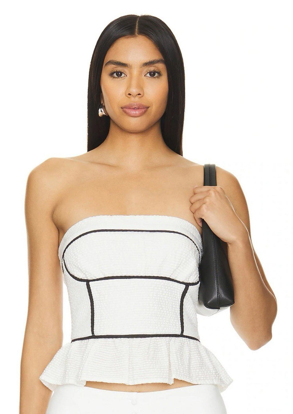 NWT Free People Tara Tube Top | Medium | White + Black