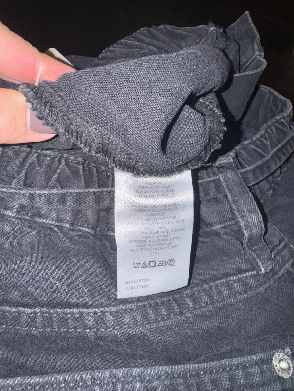 Free People CRVY Outlaw Wide Leg Jeans Distress Pockets Belt Black Jasper M NWT