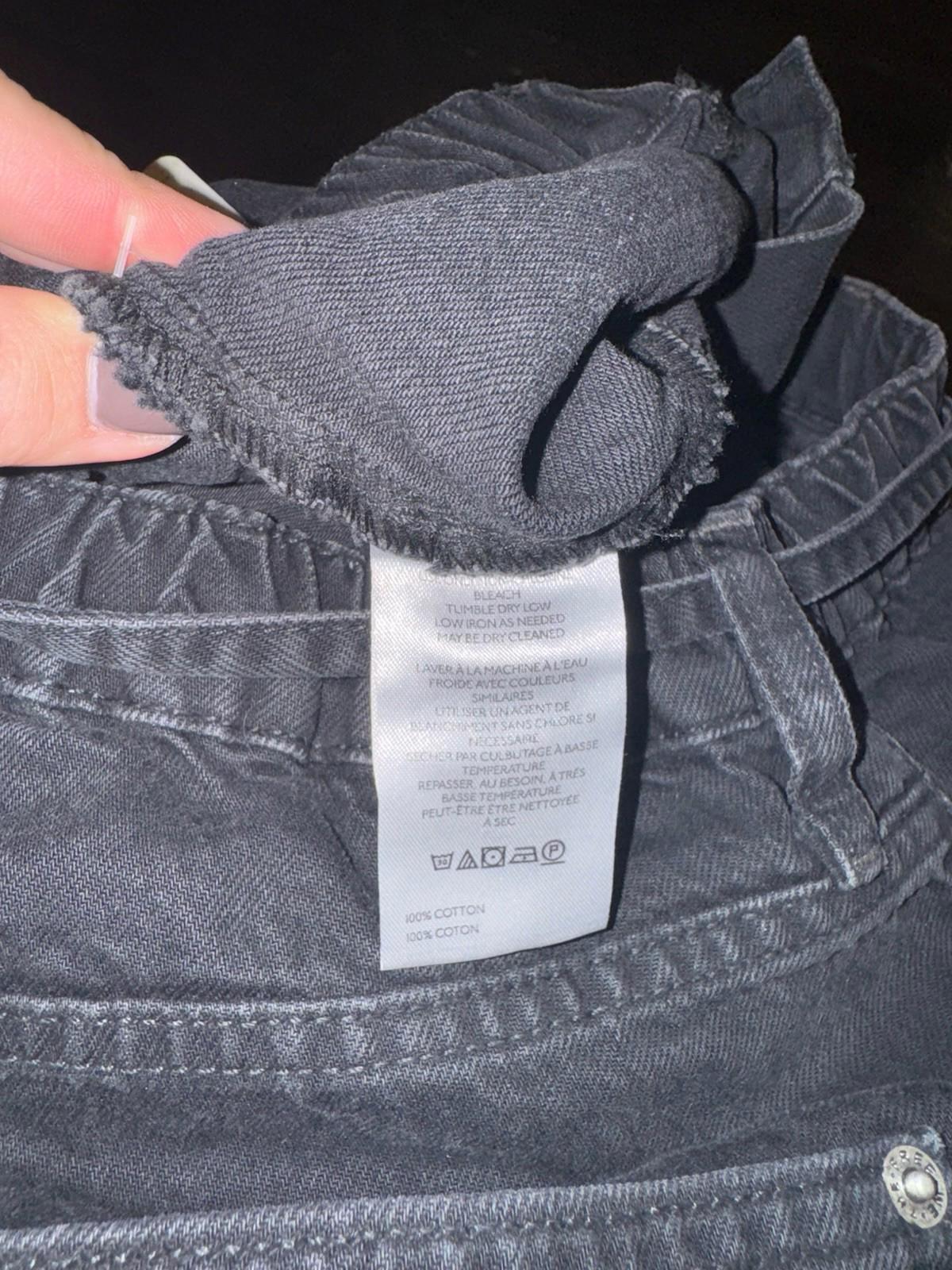 Free People CRVY Outlaw Wide Leg Jeans Distress Pockets Belt Black Jasper M NWT