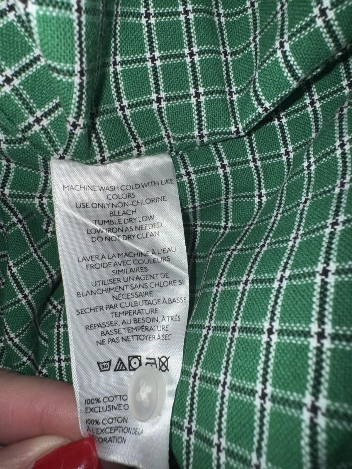 NEW UO Check Pattern Cutoff Oxford Shirt L GREEN. NWT
