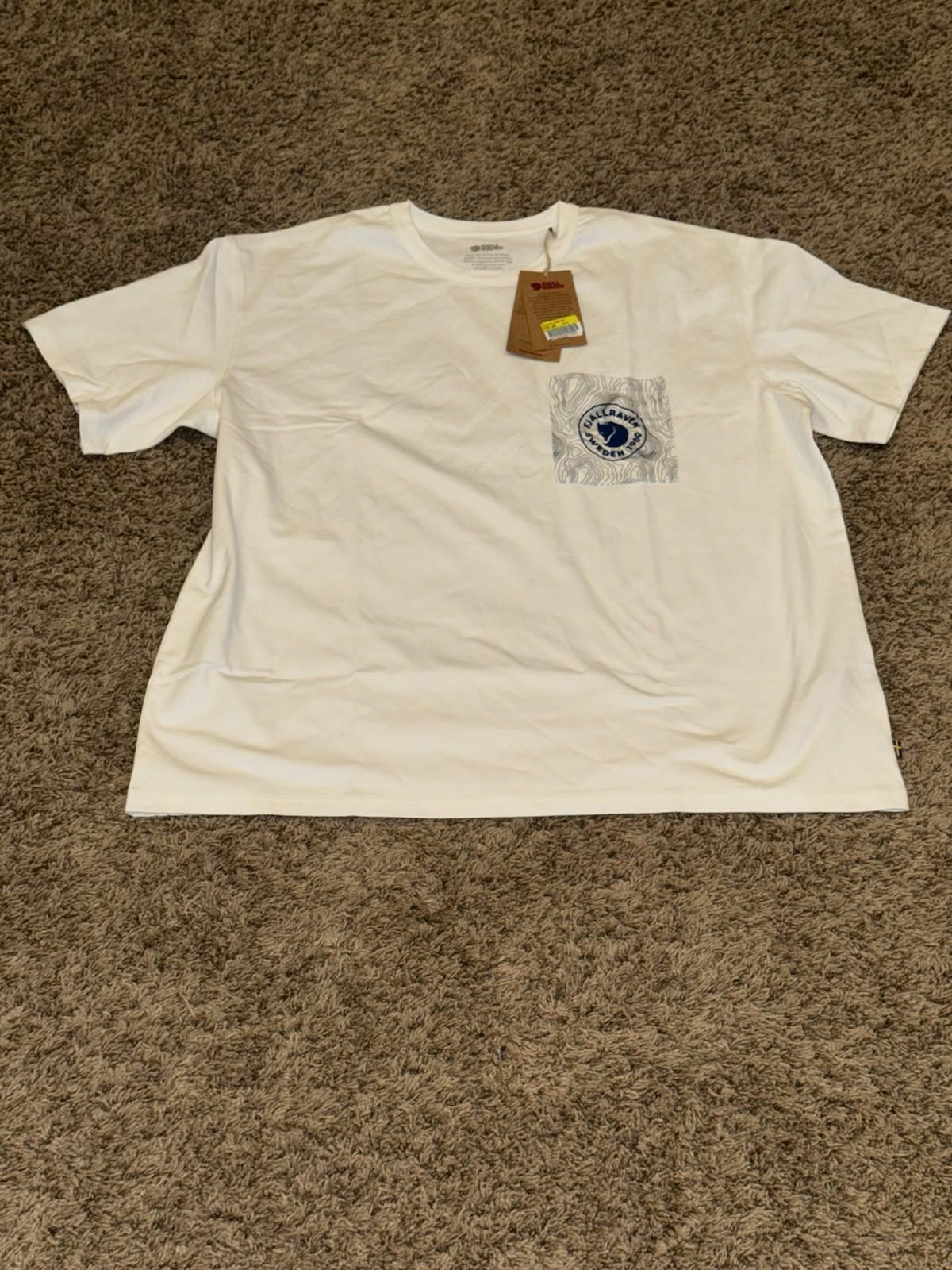 NEW! Limited Edition RARE Fjallraven Logo Pocket T-Shirt Of-White Large NEW