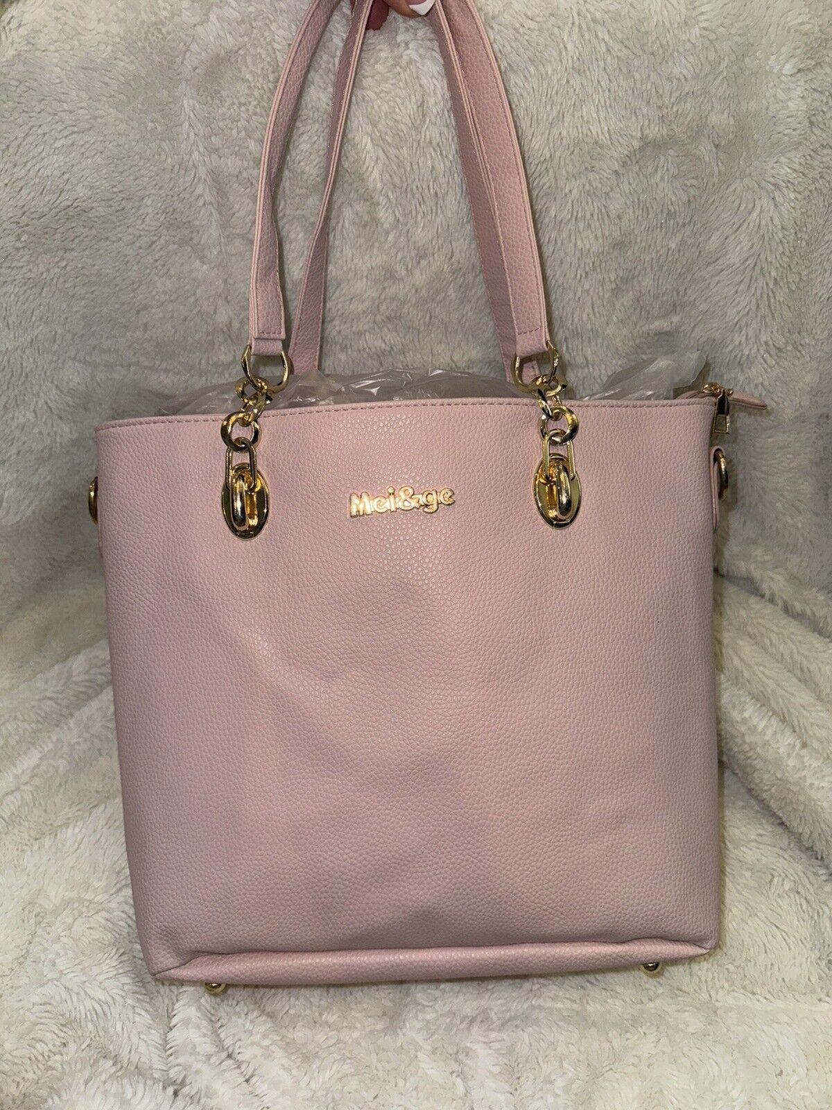 Mei & Ge pink 6-pc Set, Purse, Wallet, Makeup Bag, Clutch,