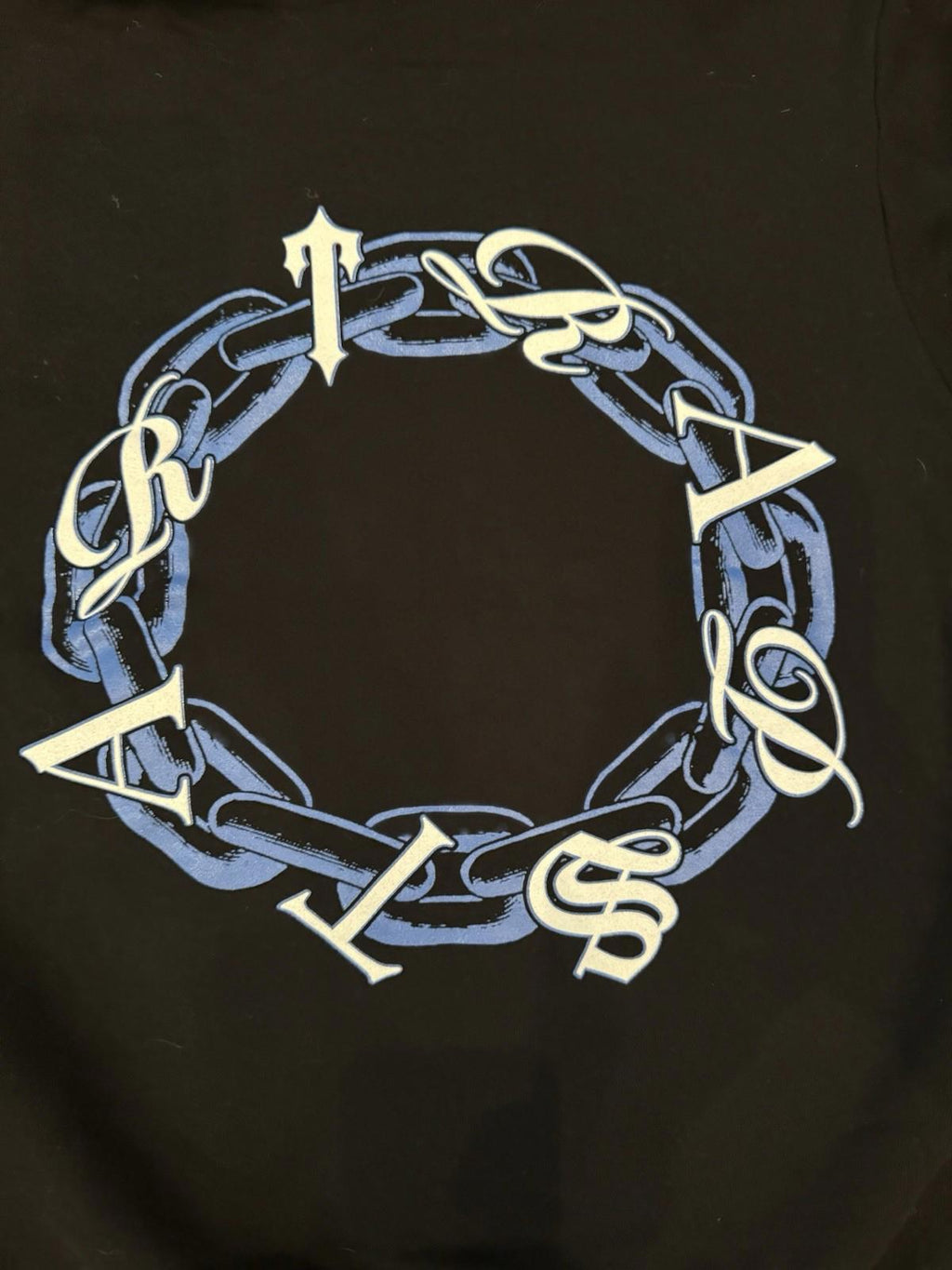 Trapstar Chain Script Hoodie Black/ice Blue Men’s small NWOT