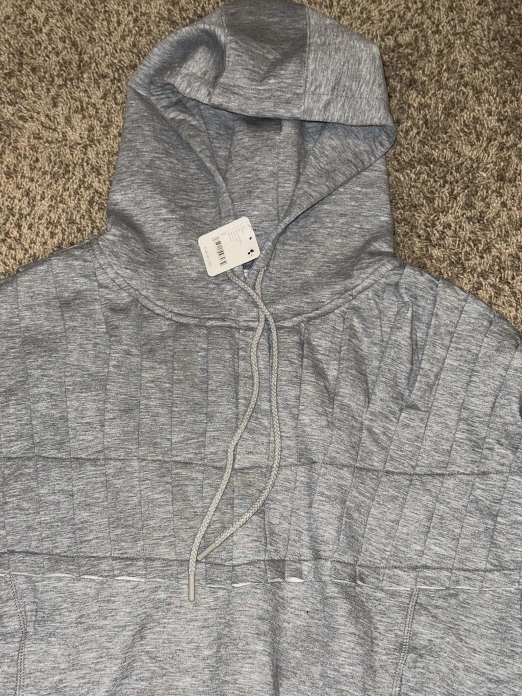 Free People Movement Pick It Up Pleated Knit Insulated Heather Grey Hoodie NEW S