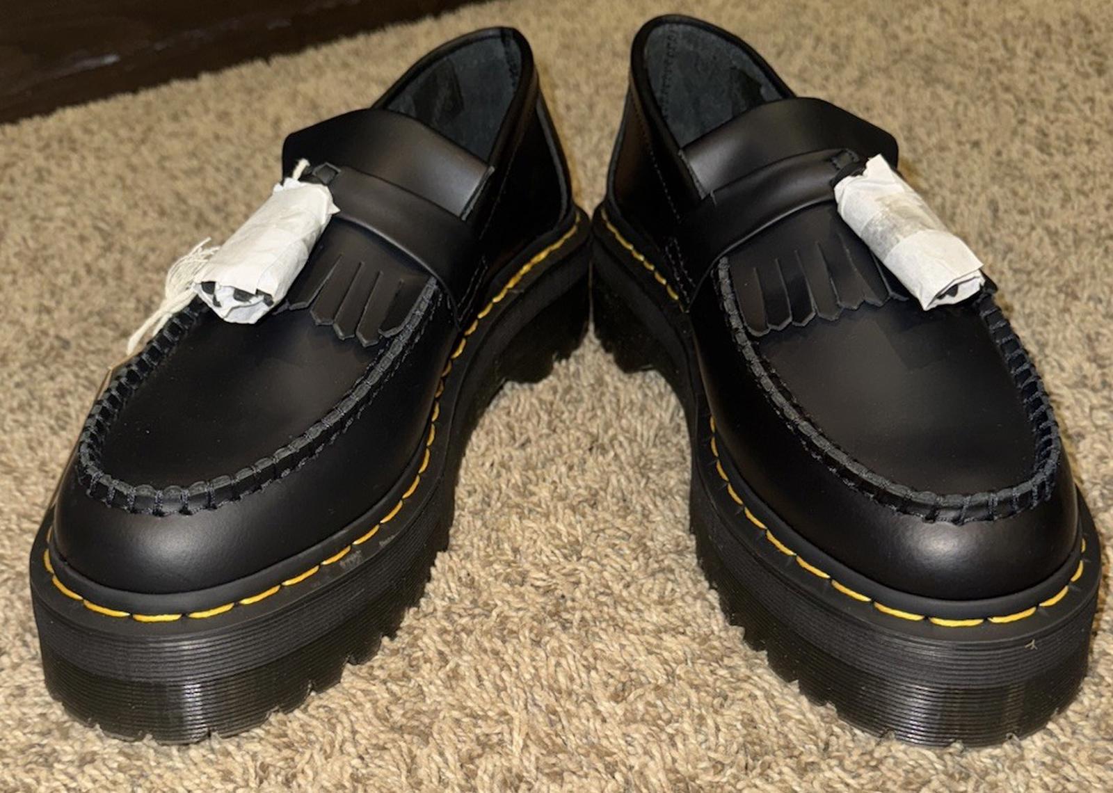 Dr. Martens Adrian Quad Tassel Loafers Black Leather Shoes Size 9W, 8M, 7 UK 41