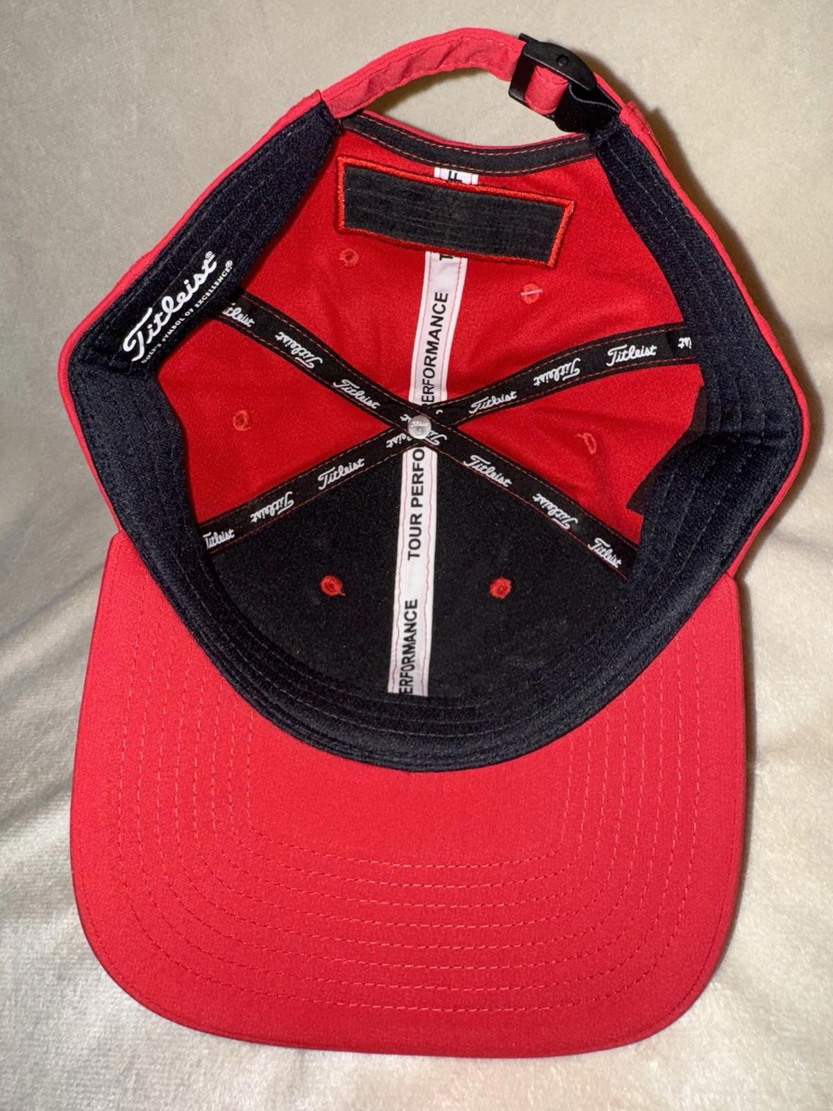 Titleist Golf Tour Performance FJ Pro V1 Adjustable Red Hat Cap White Embroidery