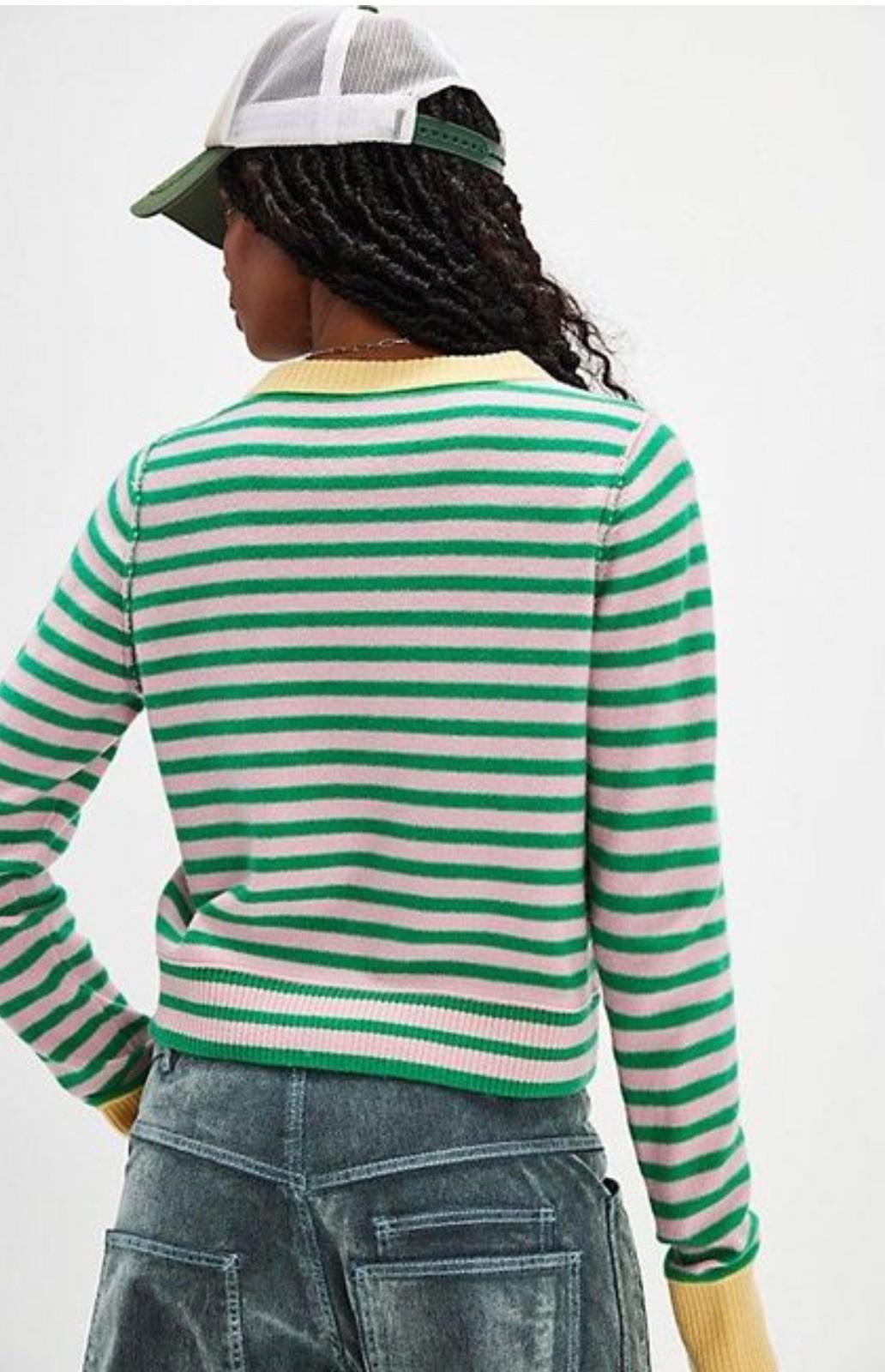 Free People Nocturnal Stripe Cardi Size Small Wool Cashmere Cardigan Sweater Y2K