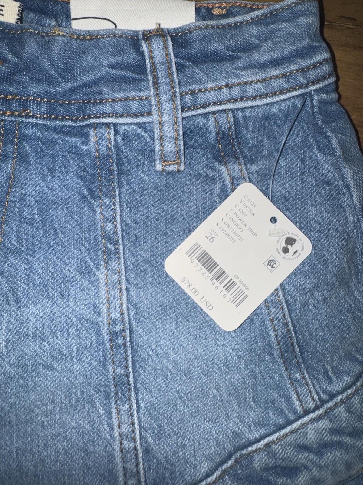 NWT free people Denim Shorts Crvy Size 26 Mona High Rise Shorts In Bombay Blue