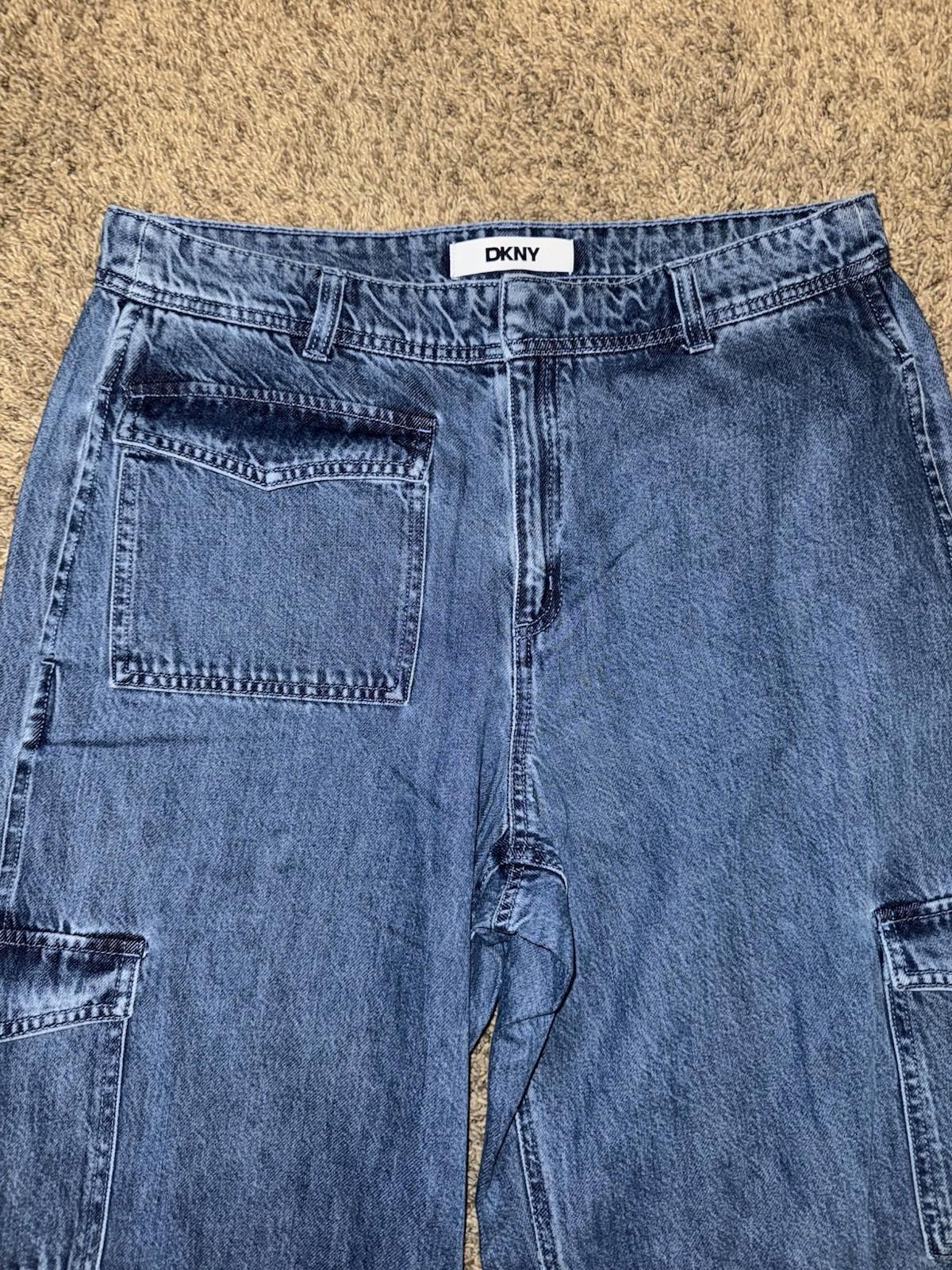 DKNY by Donna Karan Released Hem Wide Leg Cargo Jeans Sz 31 NWOT