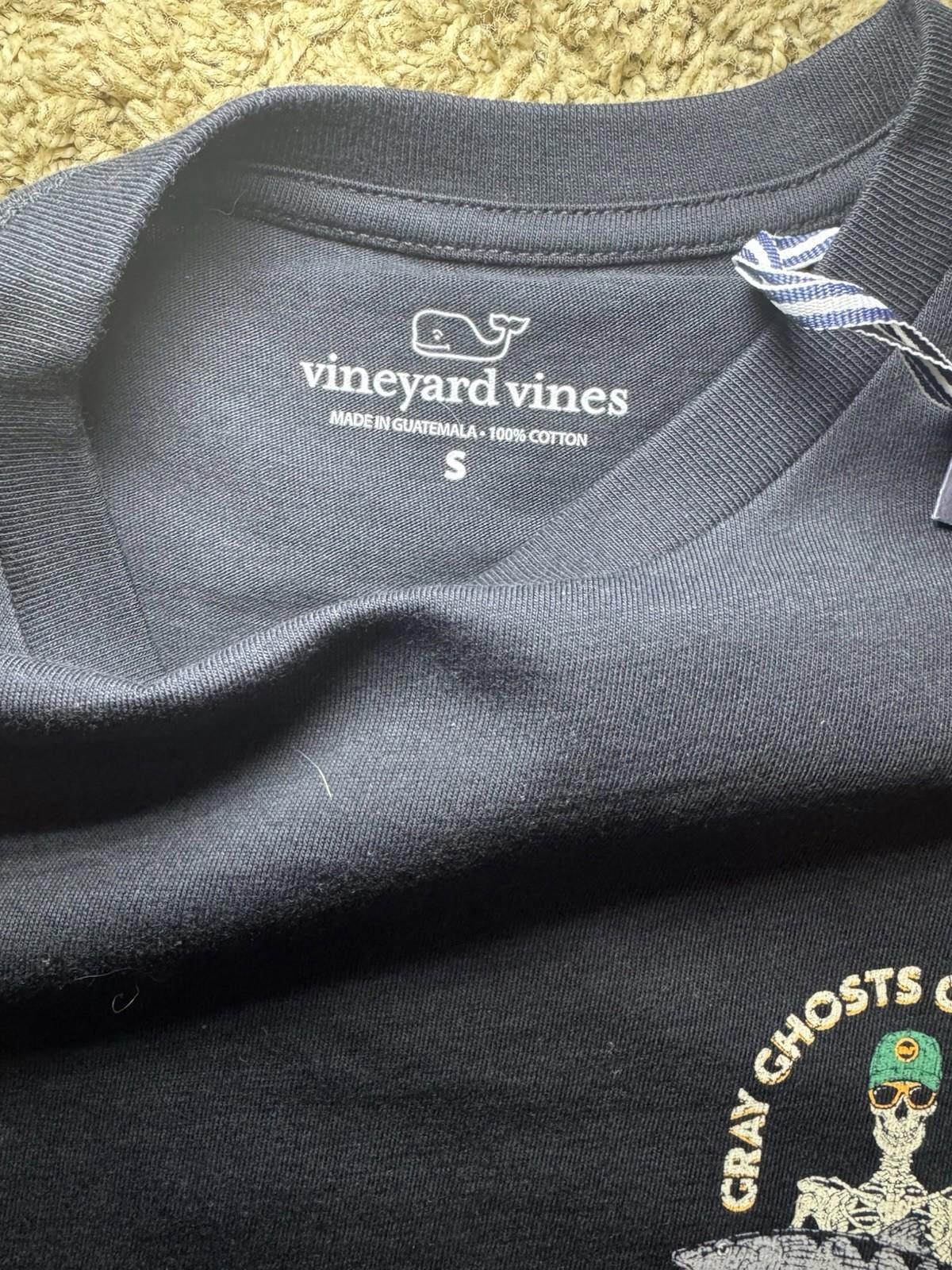 Vineyard Vines Men's Ghost of the Flats Skeleton Pocket Black S/S XL T-Shirt