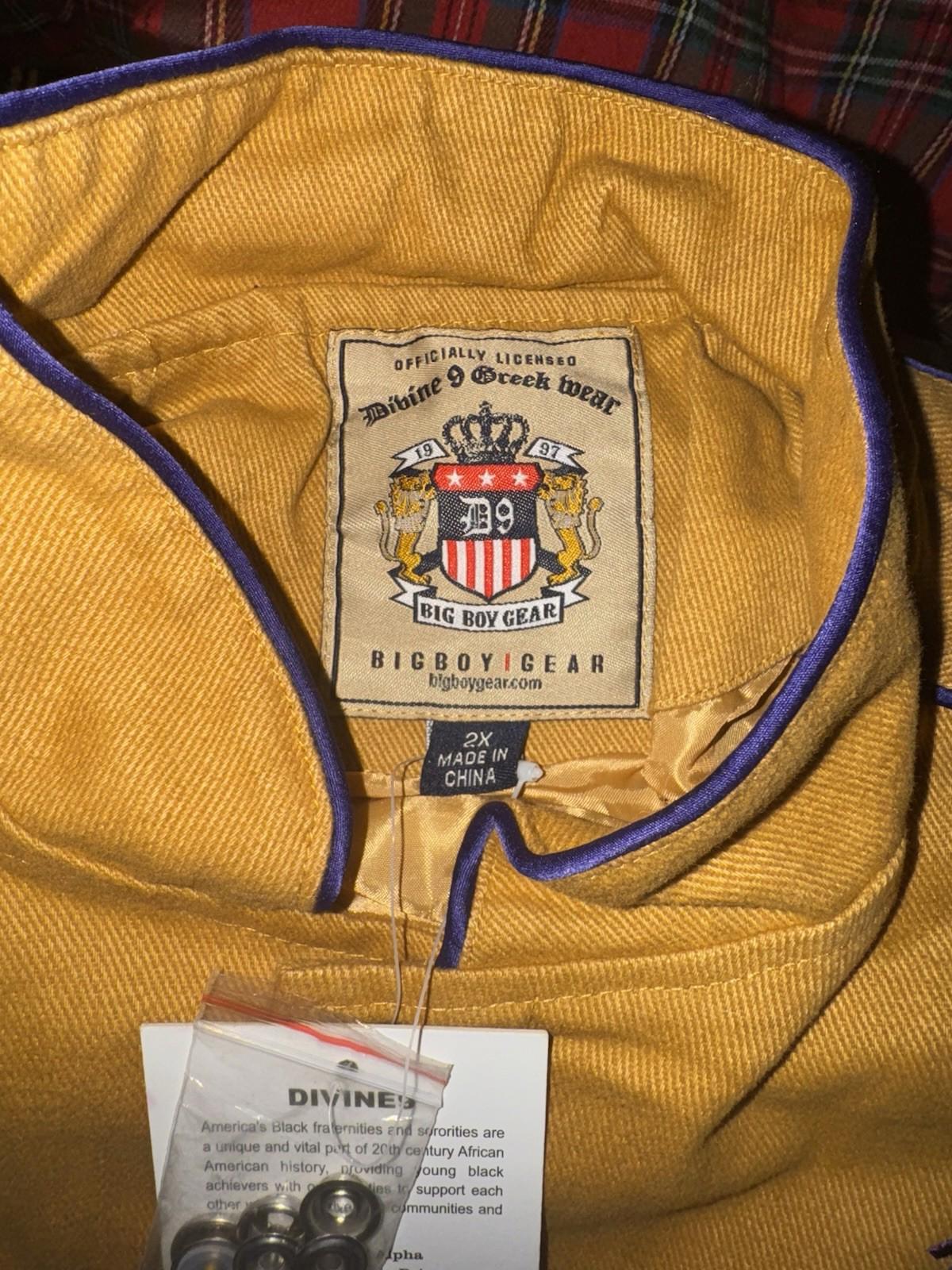 Big Boy Omega Psi Phi Frat Divine 9 S4 Reversible Bomber Jacket Gold- 2XL