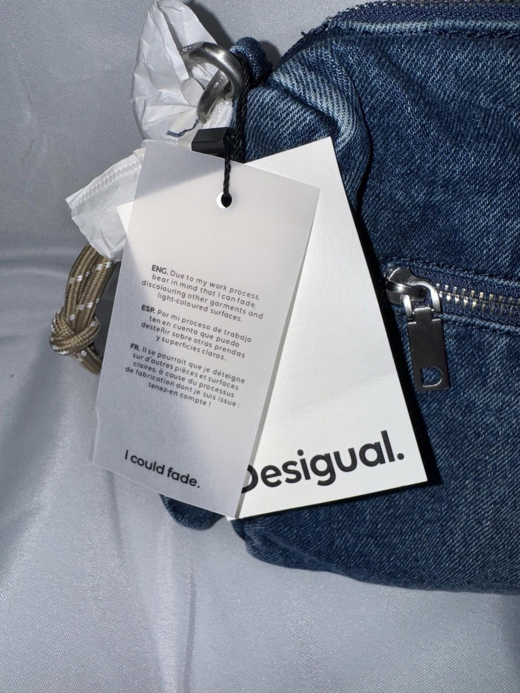 NEW! Desigual Denim zip-fastening tote bag