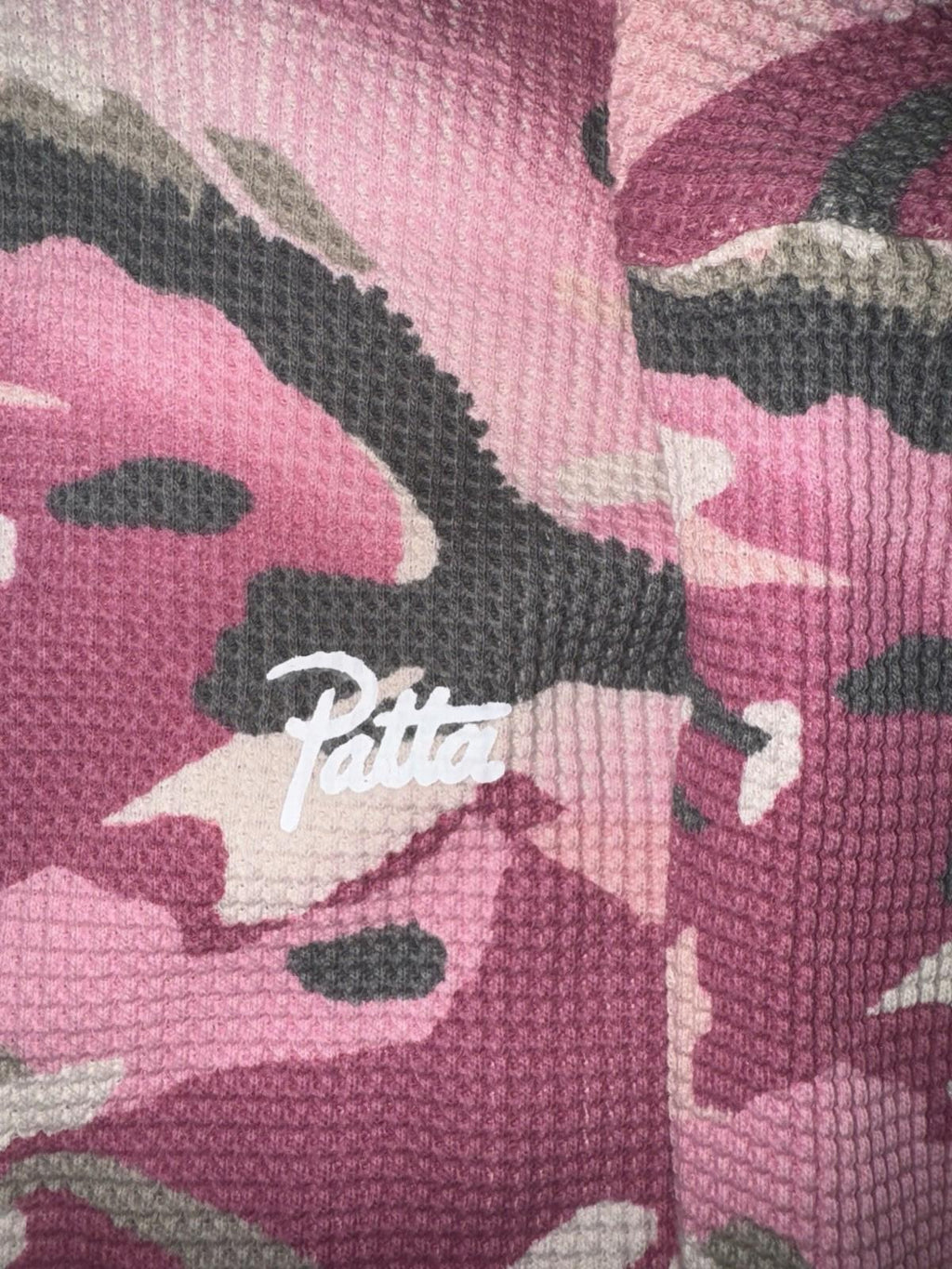 NEW! Patta Pink Camo Waffle Longsleeve T-shirt Men's Unisex Cotton Large NWT