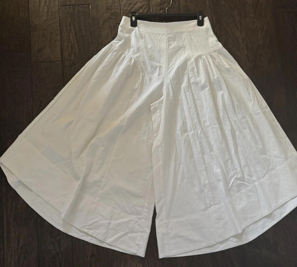 NEW Anthropologie Pants Womens White Wide Leg Linen Blend Pleated NWT Size 4